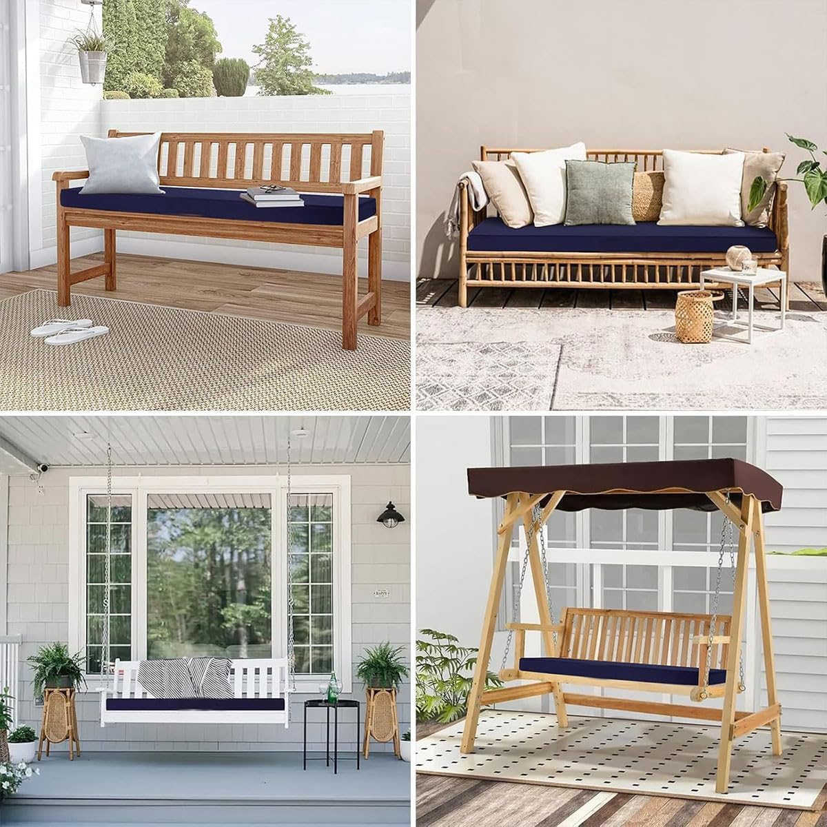 Outdoor Bench Cushion,Bench pad Cushion with Adjustable Straps,Waterproof Replacement Cushions for Outdoor Furniture,Suitable Sofa and Chair.(39.0 * 15.0 * 2in, Yellow)