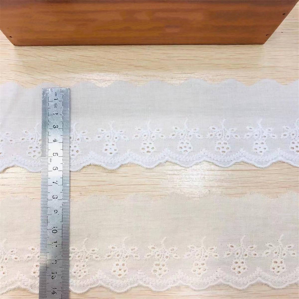 Ruban en dentelle en coton - 30 yards - 6 cm - Broderie - Ruban décoratif en dentelle jacquard - Pour couture, artisanat, mariage, fête - Blanc