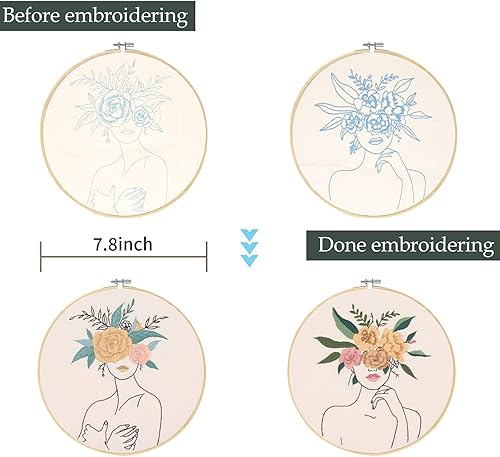 Miniatura 6 de NEWSEE Kit de bordado de 4 piezas para principiantes con patrones e instrucciones para adultos, juego completo de punto de cruz, incluye kit de