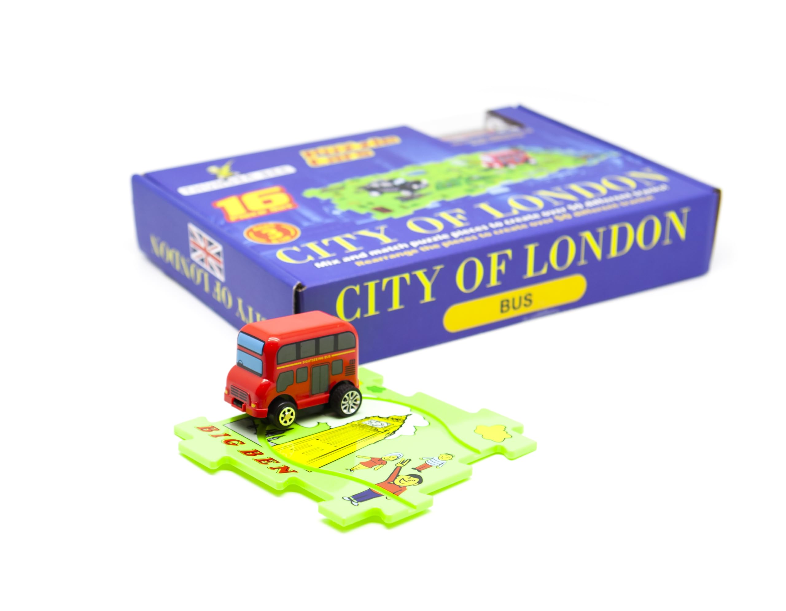 Puzzle Auto London Bus 16 Pezzi Intercambiabili 3-10 Anni