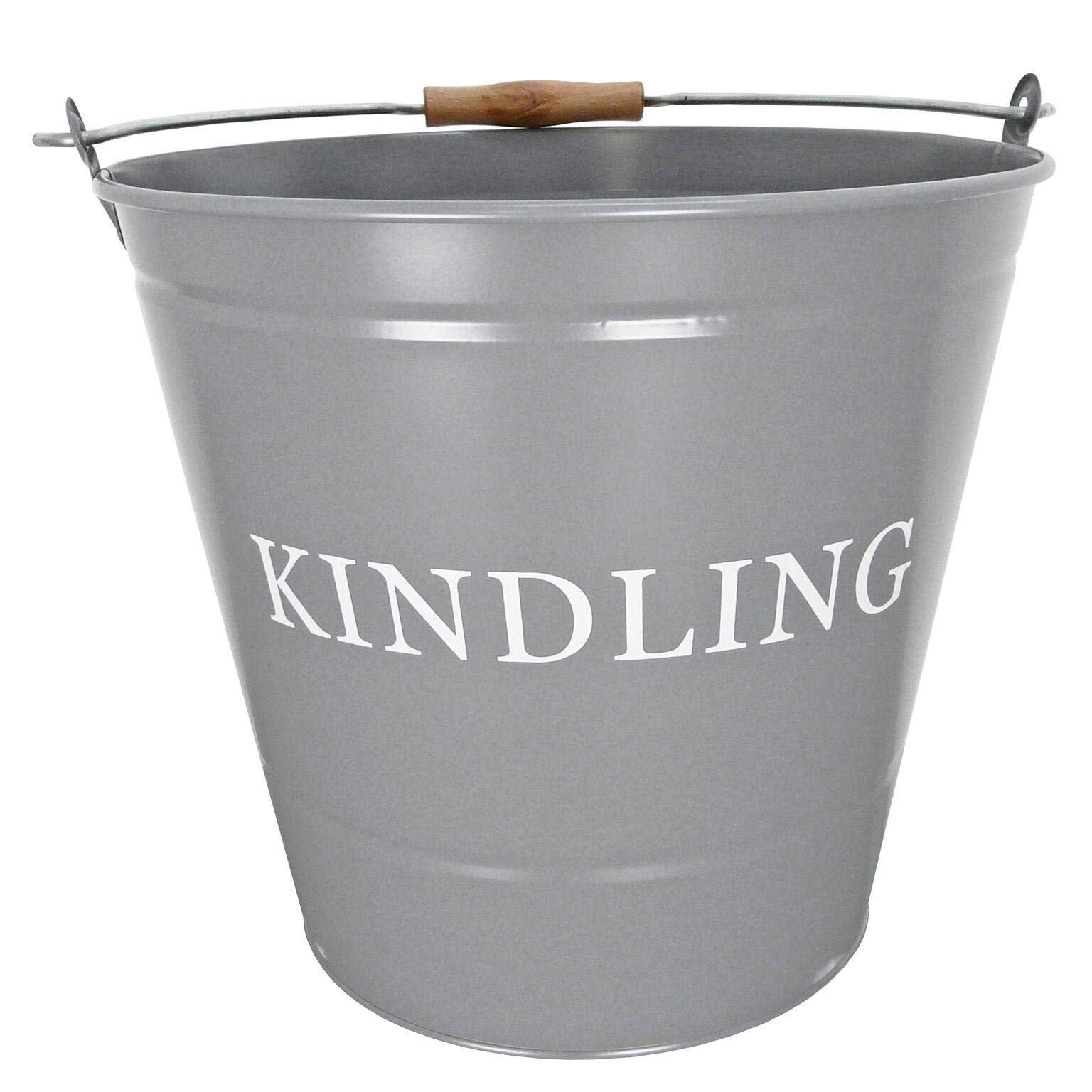 Powder Coated Steel Grey Lightweight Durable Fireplace Wood Logs Storage Bucket Large from B&Q