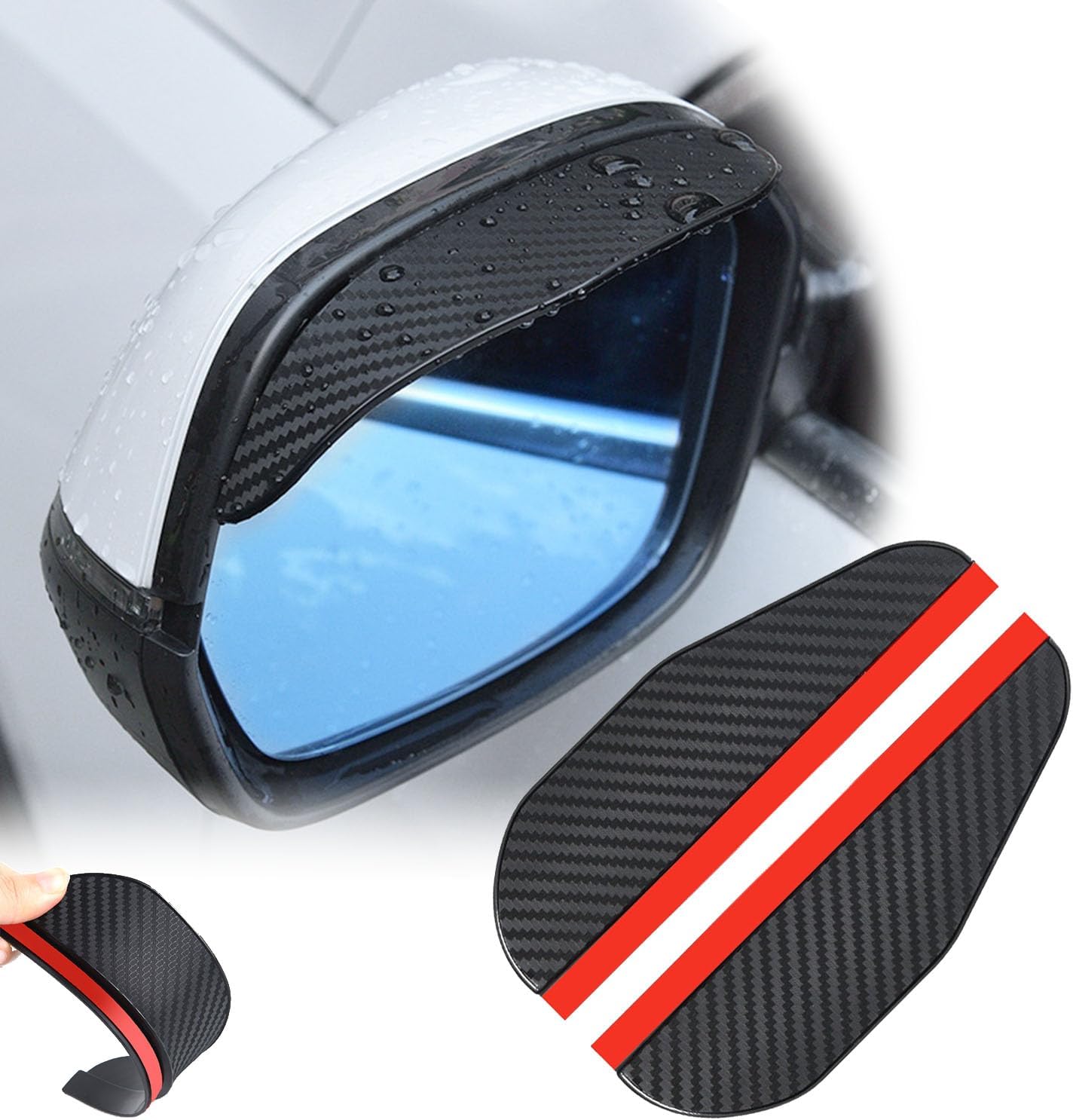 2 x Rear View Mirror Rain Guards, for Jaguar I-Pace F-Pace E-Pace F-Type X-Type S-Type Rain Cover for Car Mirror, A-Carbon Fiber Texture