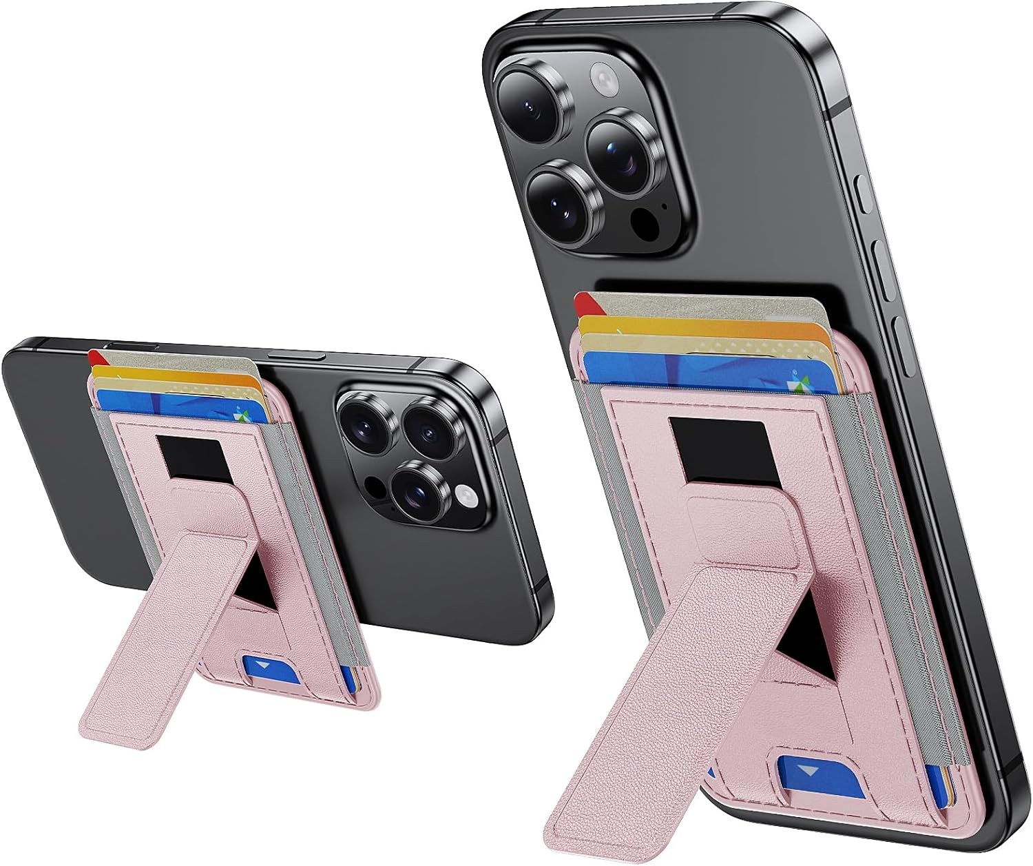 for Magsafe Wallet,Adjustable Stand,Strongest Magnetic Wallet for iPhone 17/16/15/14/13/12 Series,7 Cards Holder,RFID Blocking,Leather Slim for iPhone Wallets,Pink