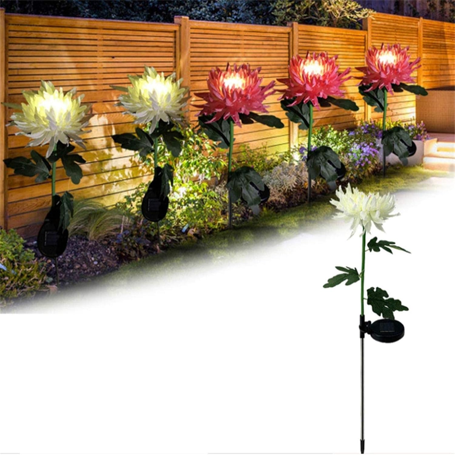 ZEDARO Spring Artificial Chrysanthemum Solar Garden Stake