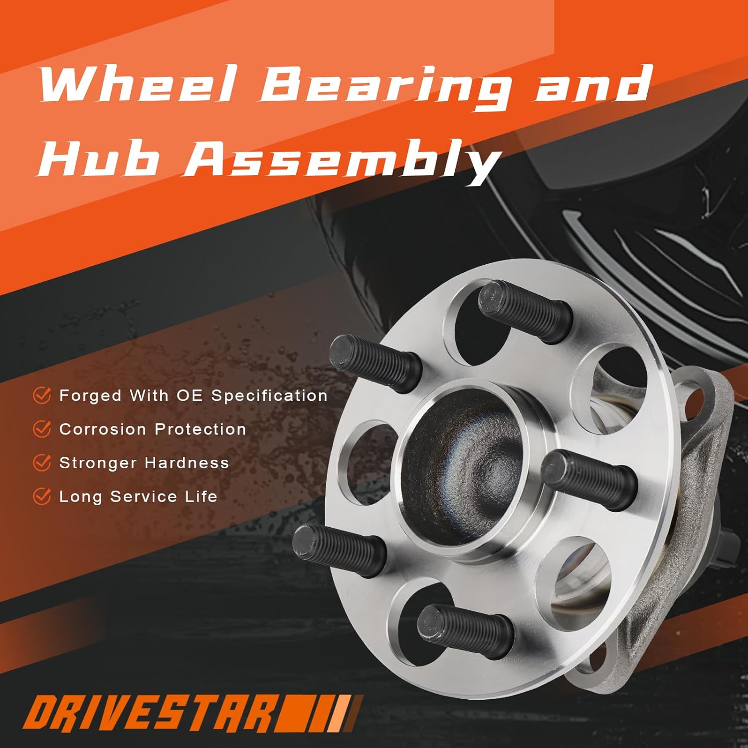 DRIVESTAR 512505 Rear Left/Right Wheel Hub & Bearing Assembly for Toyota Prius/Prius Plug-in 2010 11 12 13 14 15 (Pair)