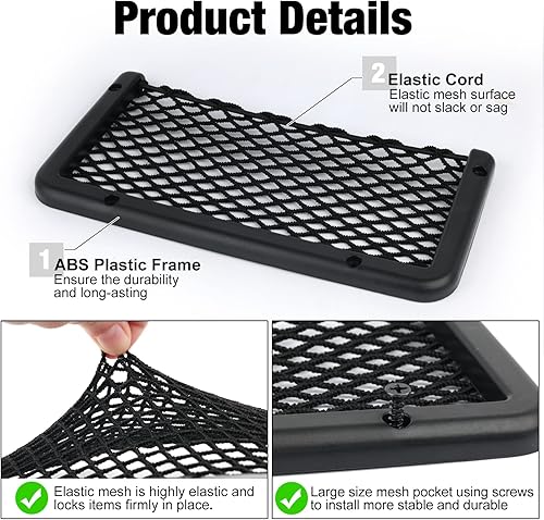Miniatura 3 de 2 piezas grandes de marco de plástico ABS redes de carga automotriz bolsillo de red para el coche, soporte de red de malla para automóvil,