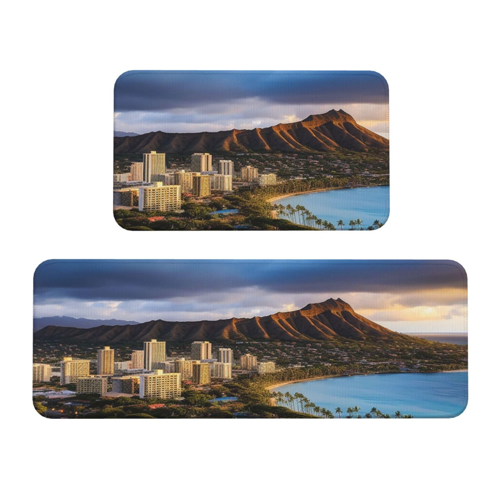 Tapis de cuisine antidérapant lot de 2 lavables horizon hawaïen