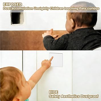 2 Pack Single Blanking Socket Plate, White 1 Gang Square Blank Faceplate Cover for Electrical Outlets & Switches, Screwless Flat Wall Plate for Pattress Boxes, Unused Exposed Sockets, 86mm x 86mm
