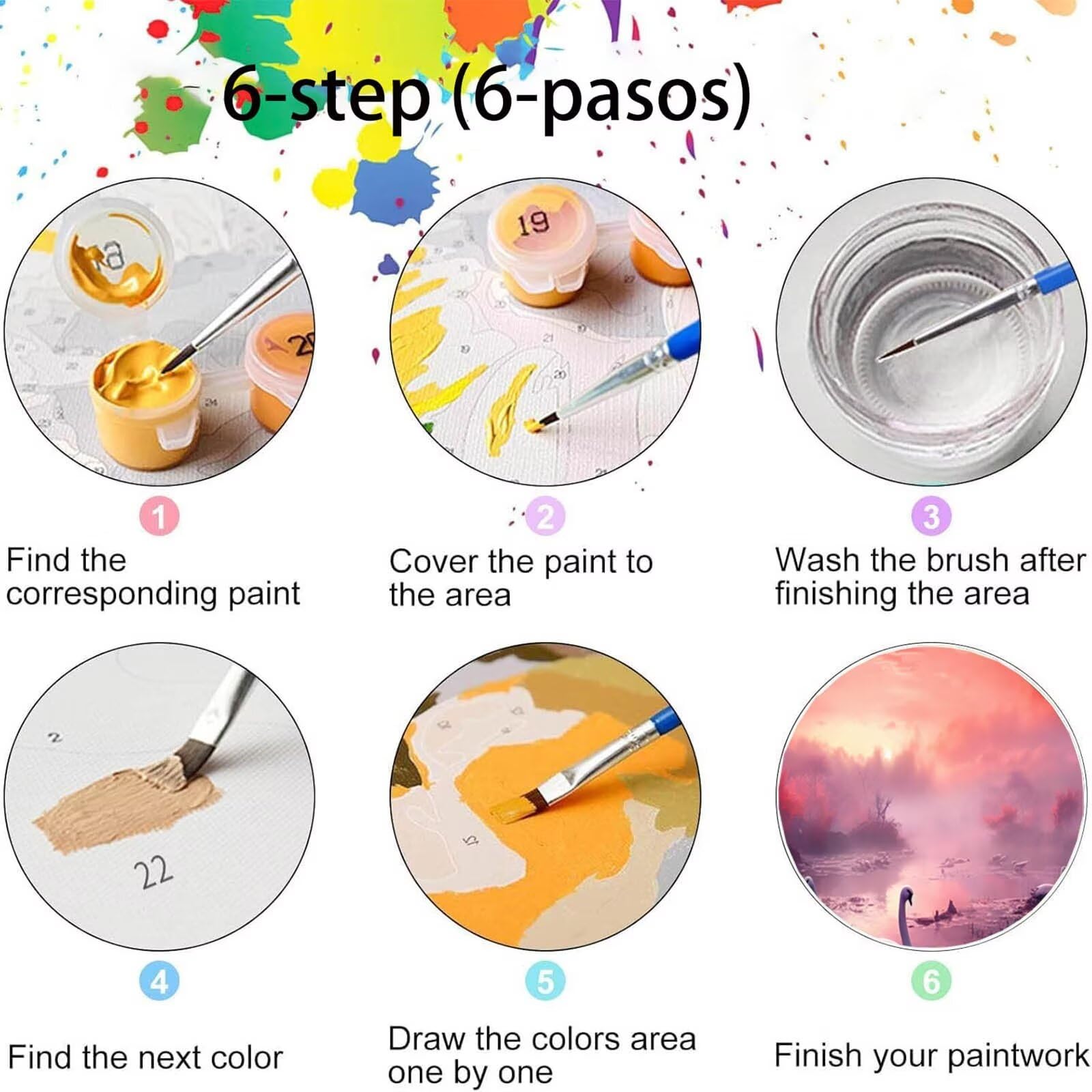 Pintar por Numeros Adultos Cisne, Pintar por Numeros Niños Kit Manualidades Adultos Árbol Cuadros para Pintar por Numeros Pintura Acrílico, Cuadros Decorativos Regalos Para Mujer 80X160cm 7w-1-1