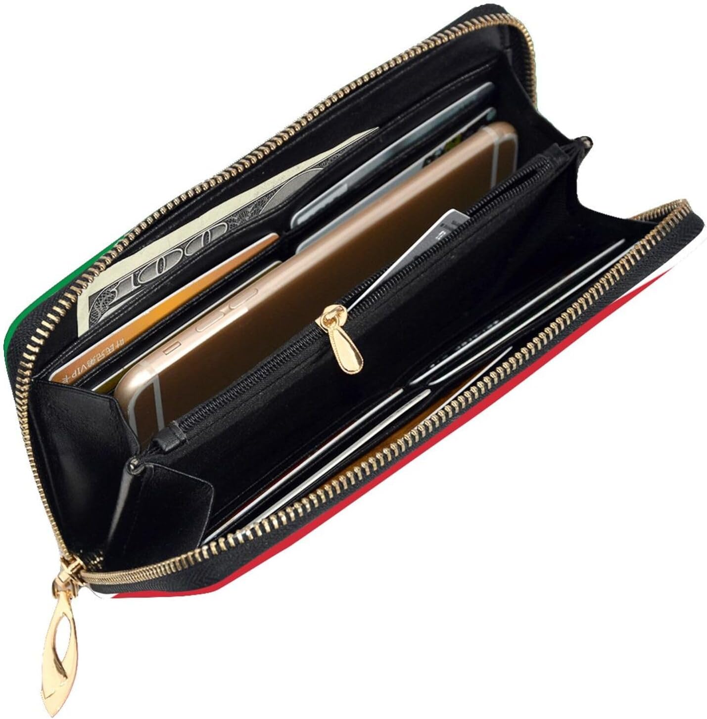 Italian flag Women's wallet, clutch wallet, with zipper, large capacity.