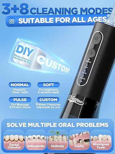 Miniatura 3 de WELLFINE Público dental de dientes de agua, 4 modos, irrigador oral inalámbrico de 10.1 fl oz, portátil y recargable, IPX7, resistente al agua,