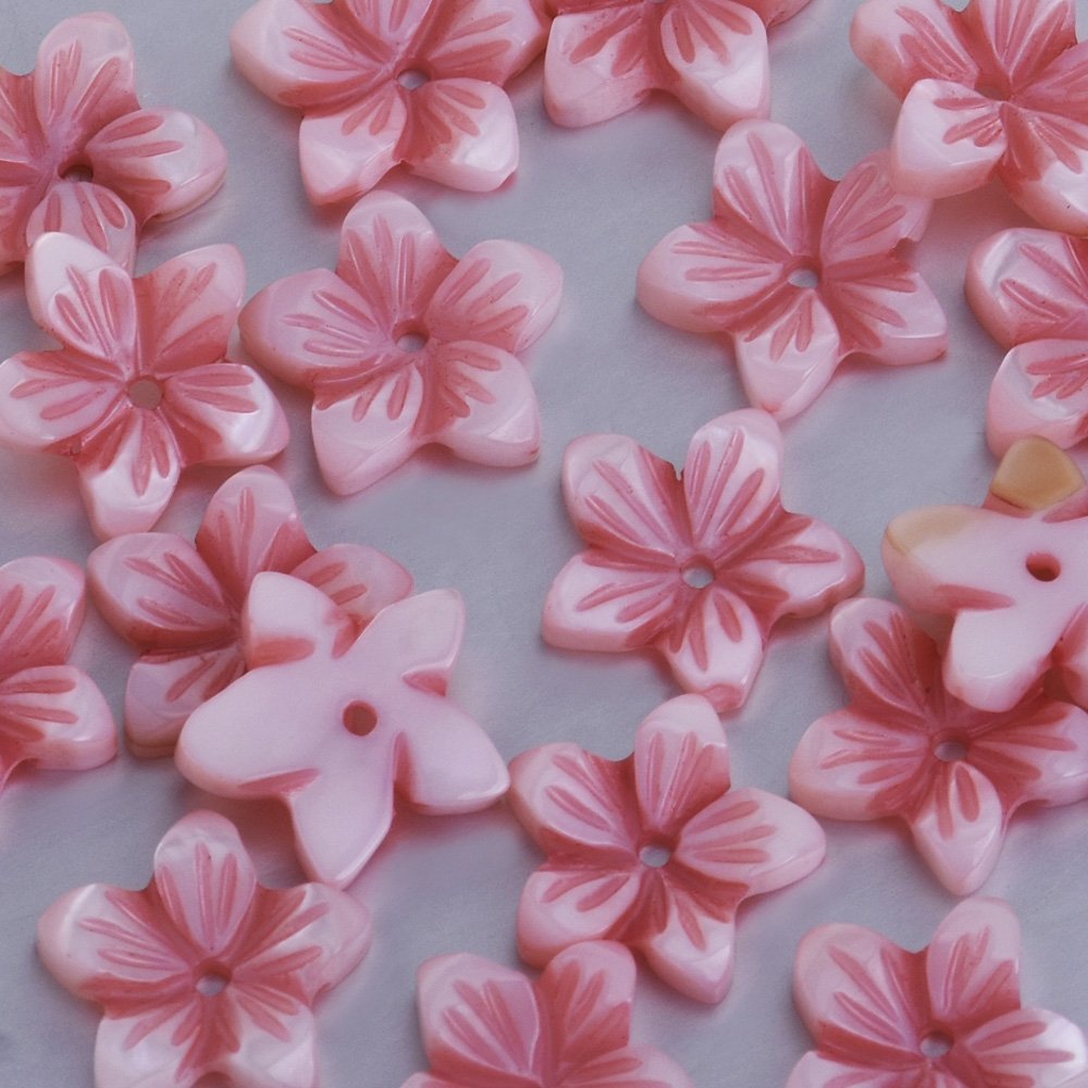 Rosebeading 10mm Mother of Pearl Flower Carved Shell Natural shell charm central hole 1mm diy jewelry supplies,sold 10pcs/lot,pink