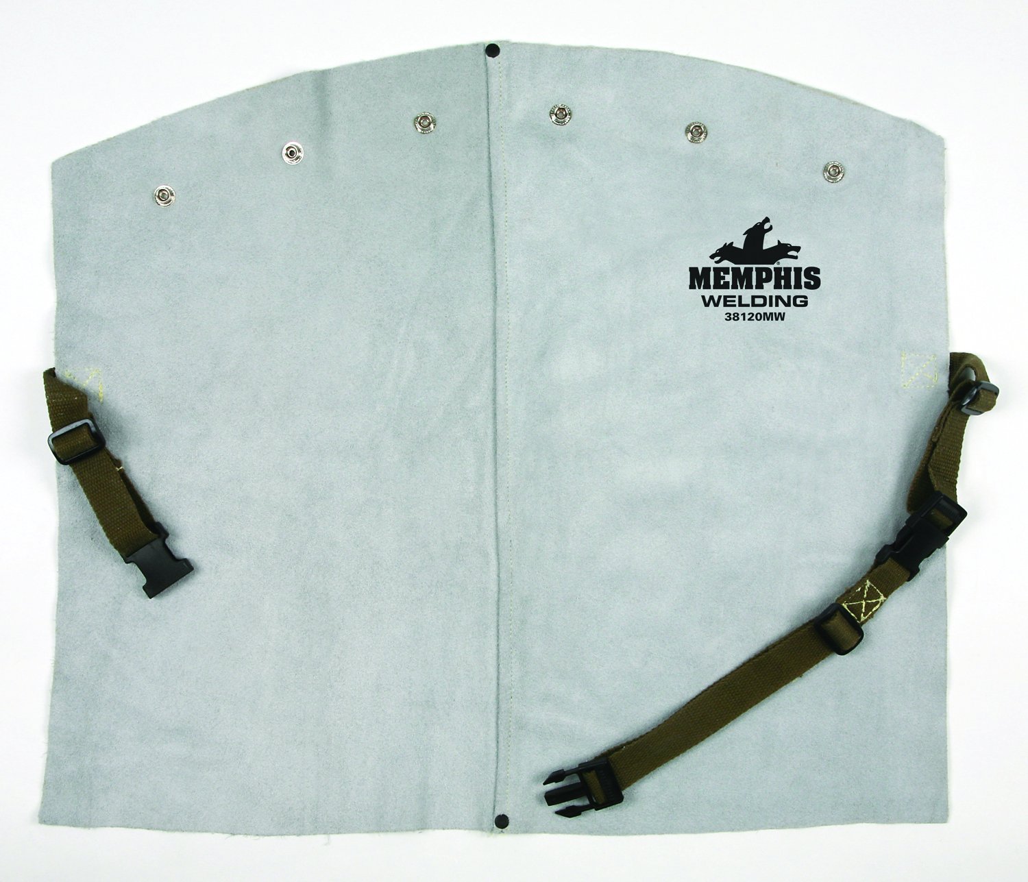 MCR Safety38120MW 20-Inch Memphis Split Cow Leather Welding Bib with Snaps to Fit Cape Sleeve, Gray by MCR Safety
