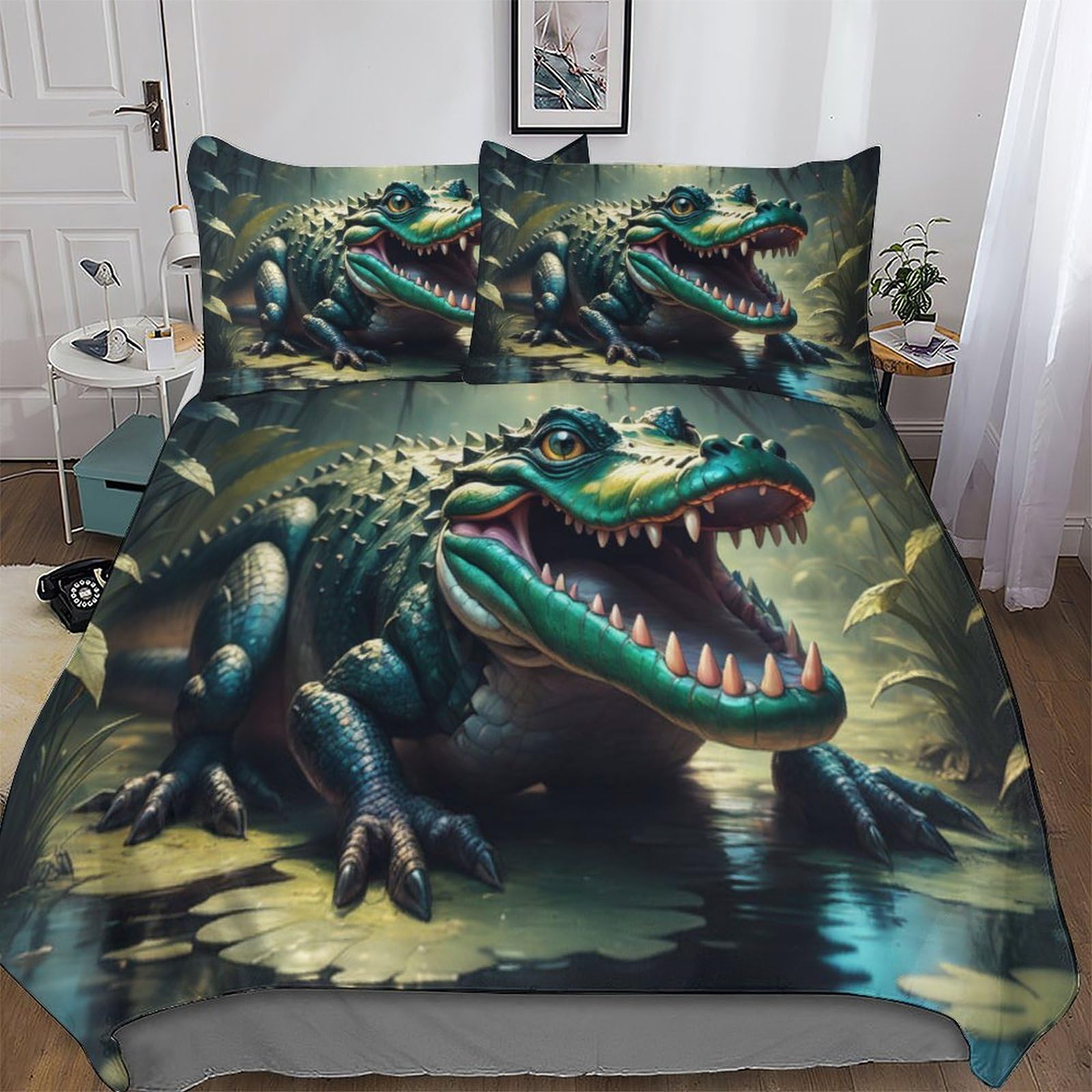 Parure de lit crocodile en microfibre douce et coton mélangé haute résistance