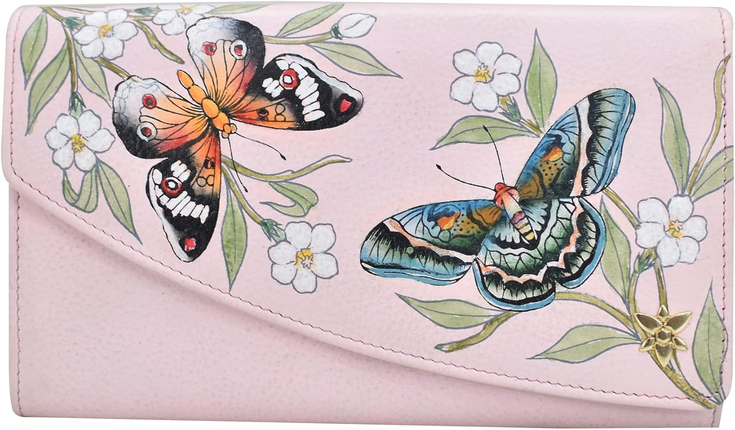 Anuschka Women’s Hand-Painted Genuine Leather Accordion RFID Blocking Flap Wallet