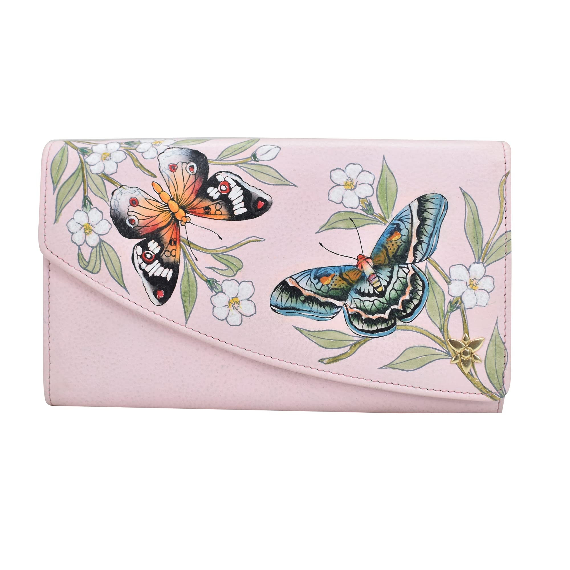Anuschka Portafoglio da donna in pelle dipinta a mano con blocco