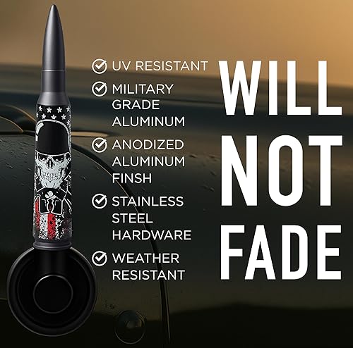 Miniatura 6 de EcoAuto Antena tipo bala para Jeep Wrangler JK & JL (2007-2023) y Jeep Gladiator - Antena Jeep Wrangler con diseño antirrobo - Antena de camión