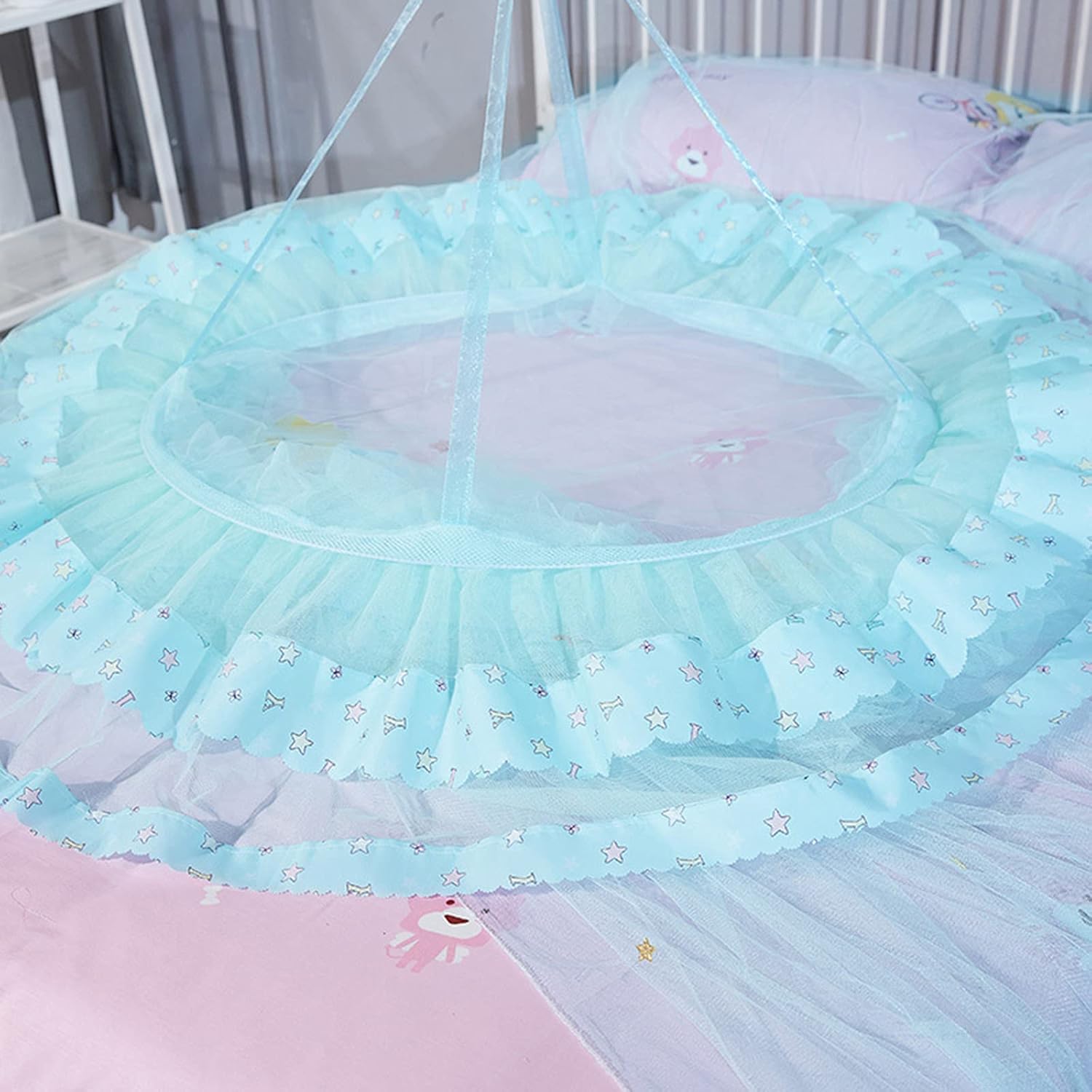 Luxury Mosquito Net for 's Bed, Hanging Dome Princess Bed Canopy Room Anti Mosquito Fly Insect Curtain with Lace Flower, Easy Installation (Color : Green)