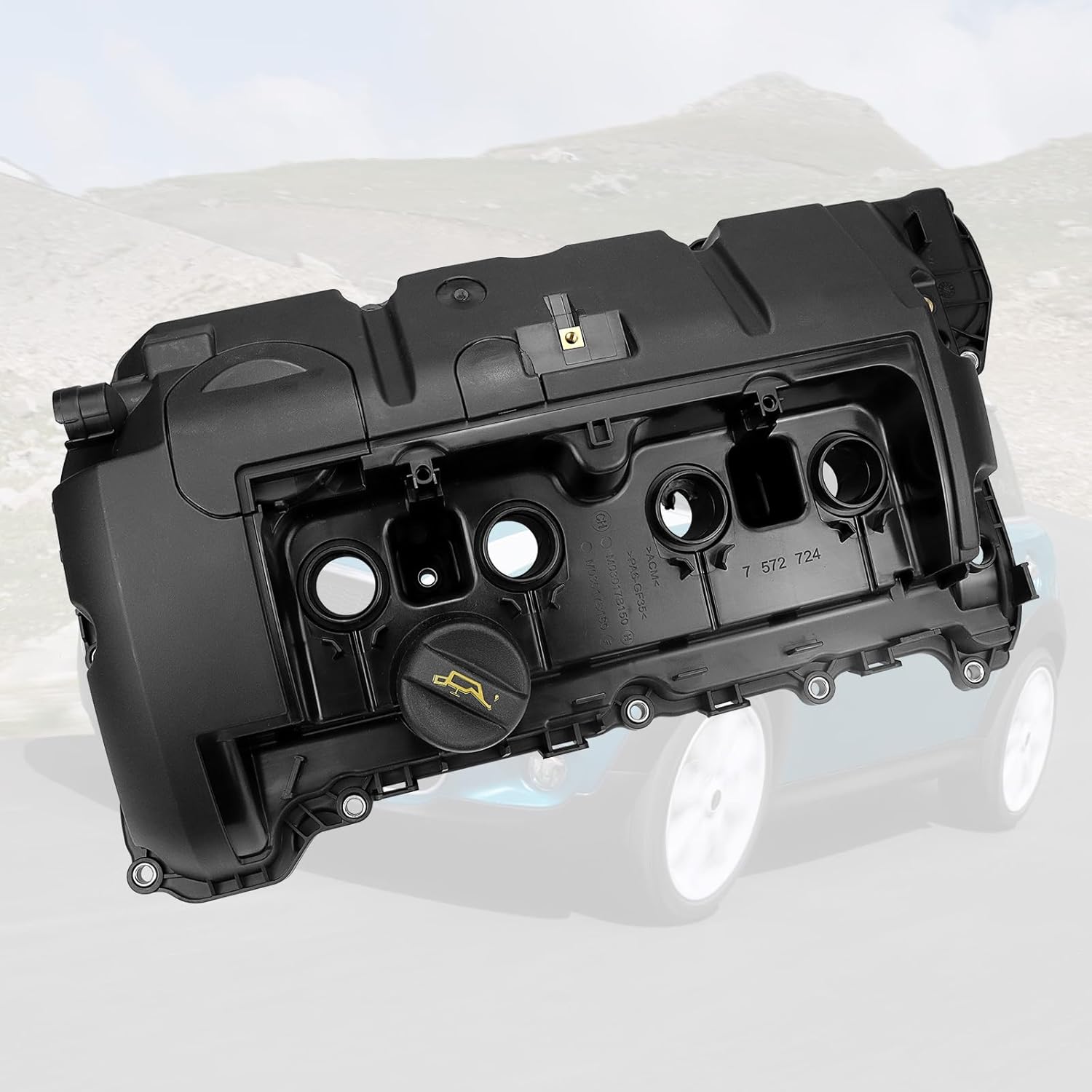 Cylinder Head Valve Cover with Oil Filler Cap for Mini Cooper 2007-2015 /C-ooper Paceman 2013-2016 /Co-oper Countryman 2011-2016 Base Non-S Models R55-R61 N12 N16 engines Replace 11127646554