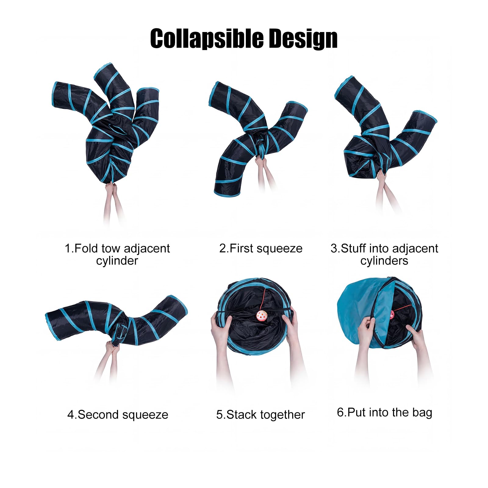 Bemodst Túnel para Gatos, 2 vías/3 vías/4 vías/5 vías, Plegable, Juguete para Gatos, Juguete Interactivo para casa de Laberinto para Conejos pequeños, Cachorros, Hurones, cobayas (5 vías)