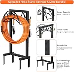 Support de tuyau de jardin, support de tuyau d'eau imperméable pour l'extérieur, support métallique amélioré avec 150-Foot Capacité, Détachement de rangement du tuyau de stockage du tuyau, Noir