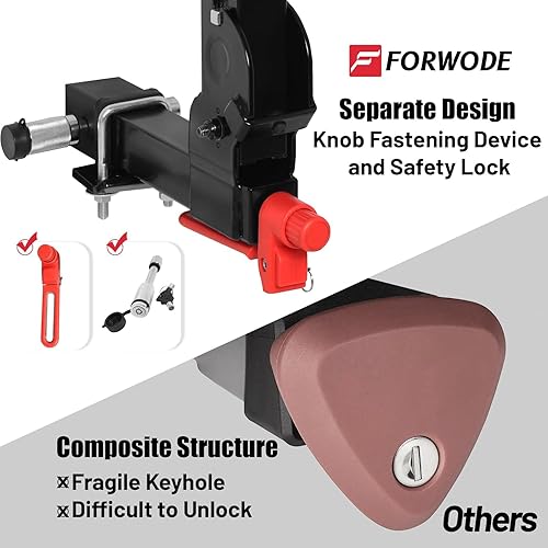 Miniatura 7 de Forwode Portabicicletas plegable inclinable para 4 bicicletas, enganche de bloqueo sin tambaleo, receptor de liberación rápida de 2 pulgadas, negro