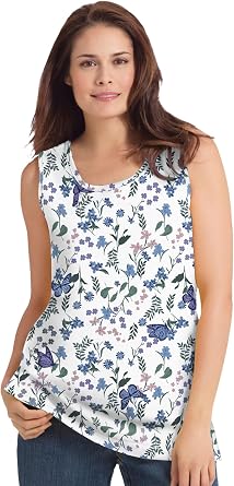 Woman Within Plus Size Perfect Printed Scoopneck Tank