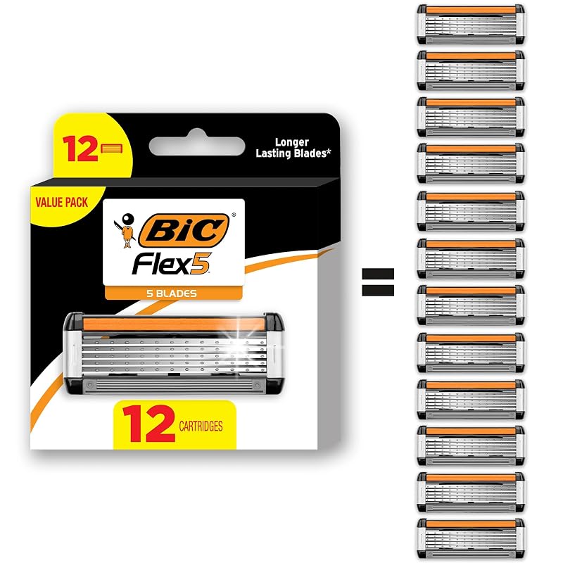 BIC Flex 5 Aparelhos de Barbear Recarregáveis com 12 Cartuchos