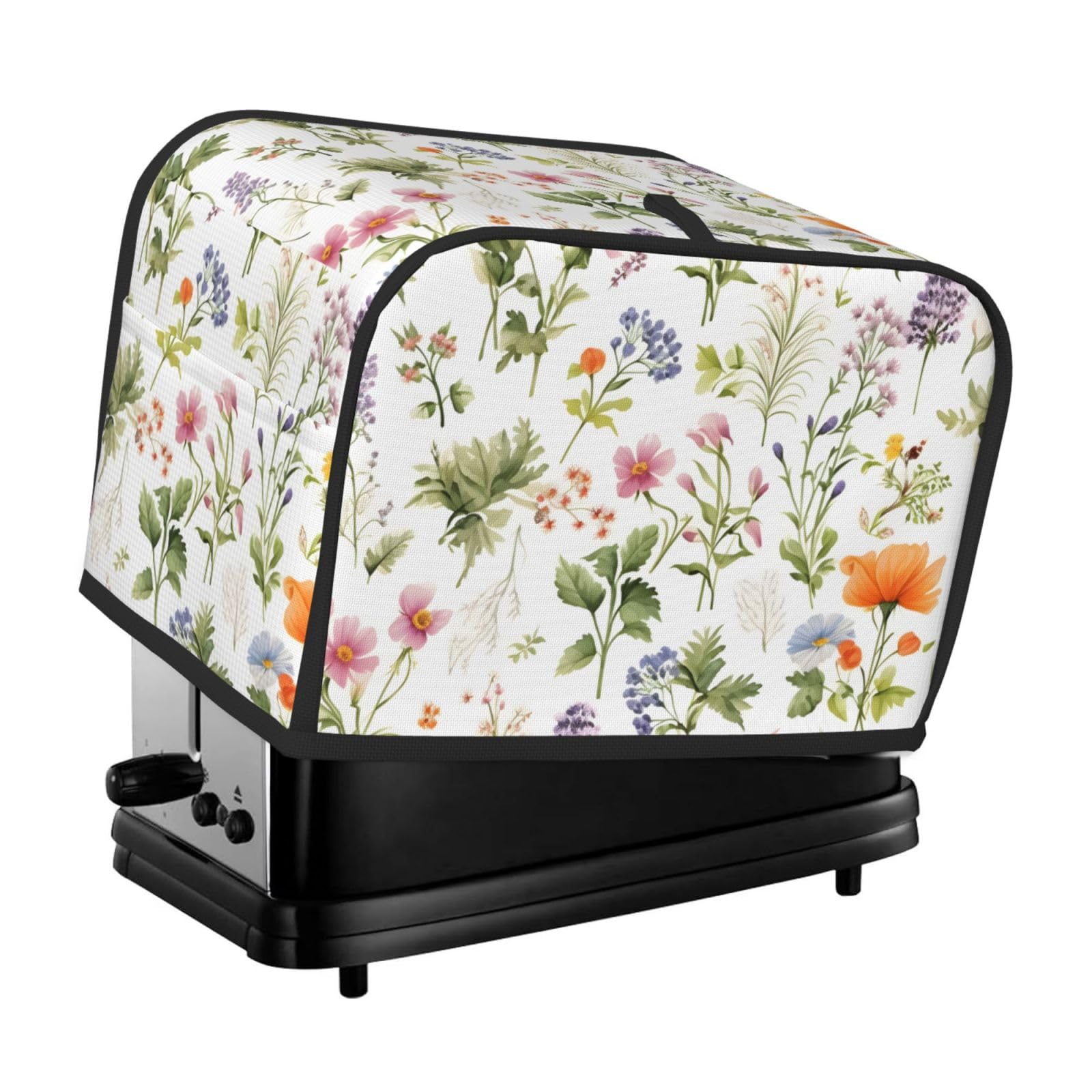 UOYO Modern Floral 2 Slice Toaster Cover with 2 Pockets for Kitchen Small Appliance Dust Cover and Fingerprint Protection