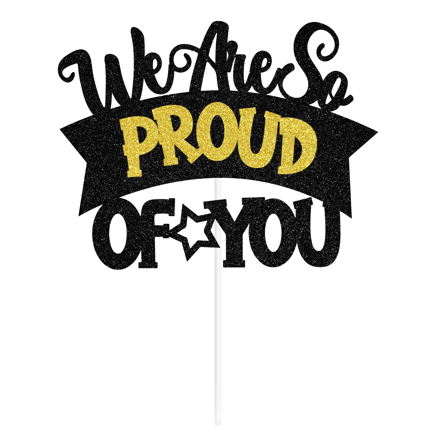Zatain We Are So Proud of You Cake Topper, Congrats Grad/You Did It, 2026 Senior College High School Graduation Party Decorations Supplies Black and
