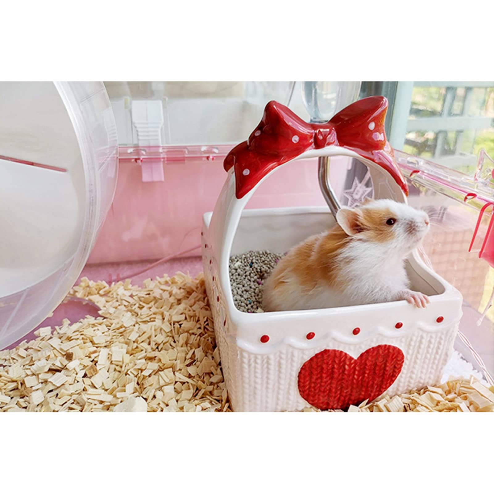 Kąpiel piaskowy dla syryjskiego chomika, krasnoluda, łazienka z uchwytem, duża wanna z piaskiem, łopatą do piasku, piaskiem, do łazienki dla myszożli, karłowata, świnki morskiej, szczurów, małych zwierząt (jasnoszary)