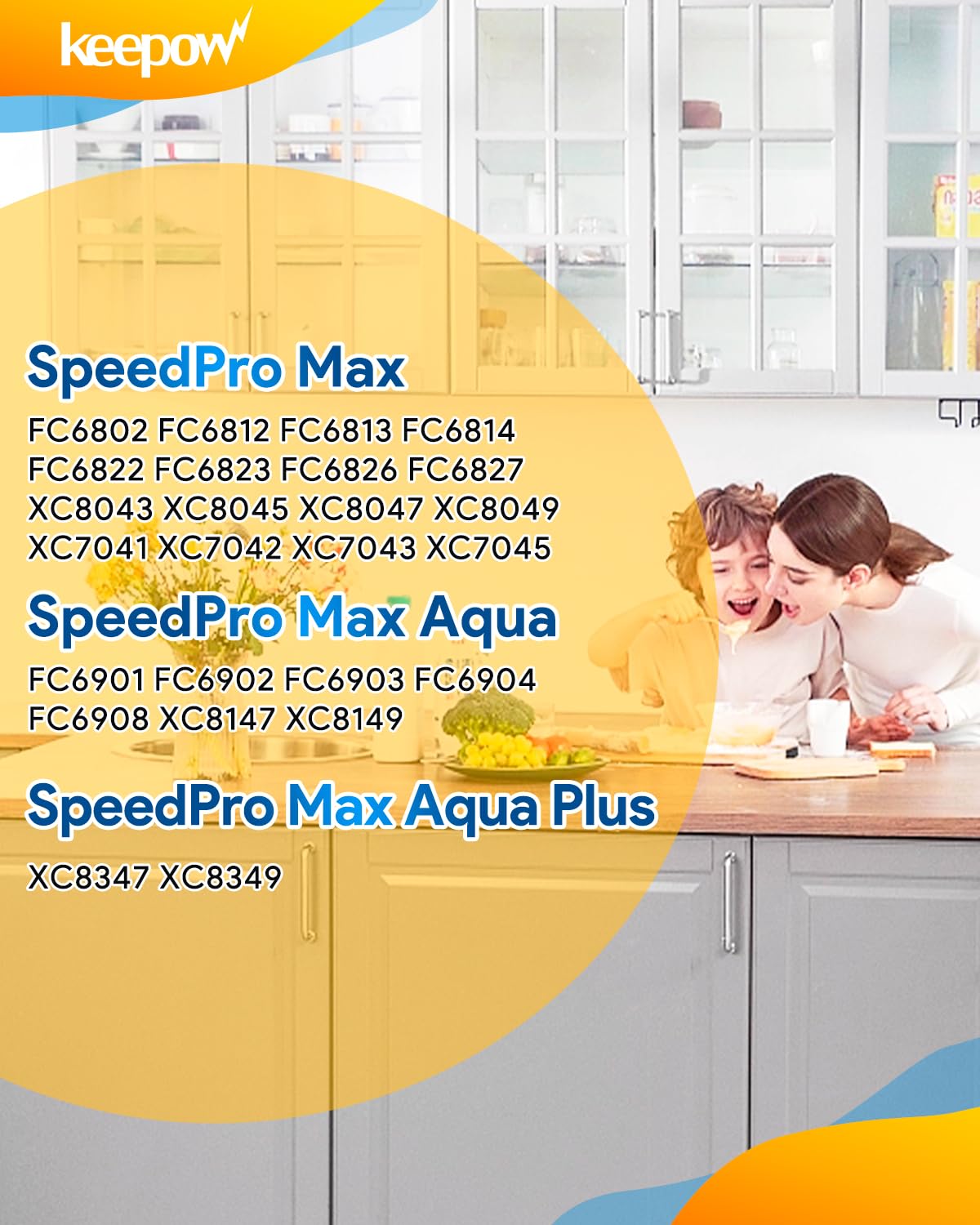 Keepow 8 Filter für Philips SpeedPro Max Aqua Akkusauger, Kompatibel mit Philips XC8045 Filter und 8000 Series Aqua Plus, Waschbarer Staubsauger Filter für FC6812 FC6813 FC6822 FC6823 FC6826 FC6723/01