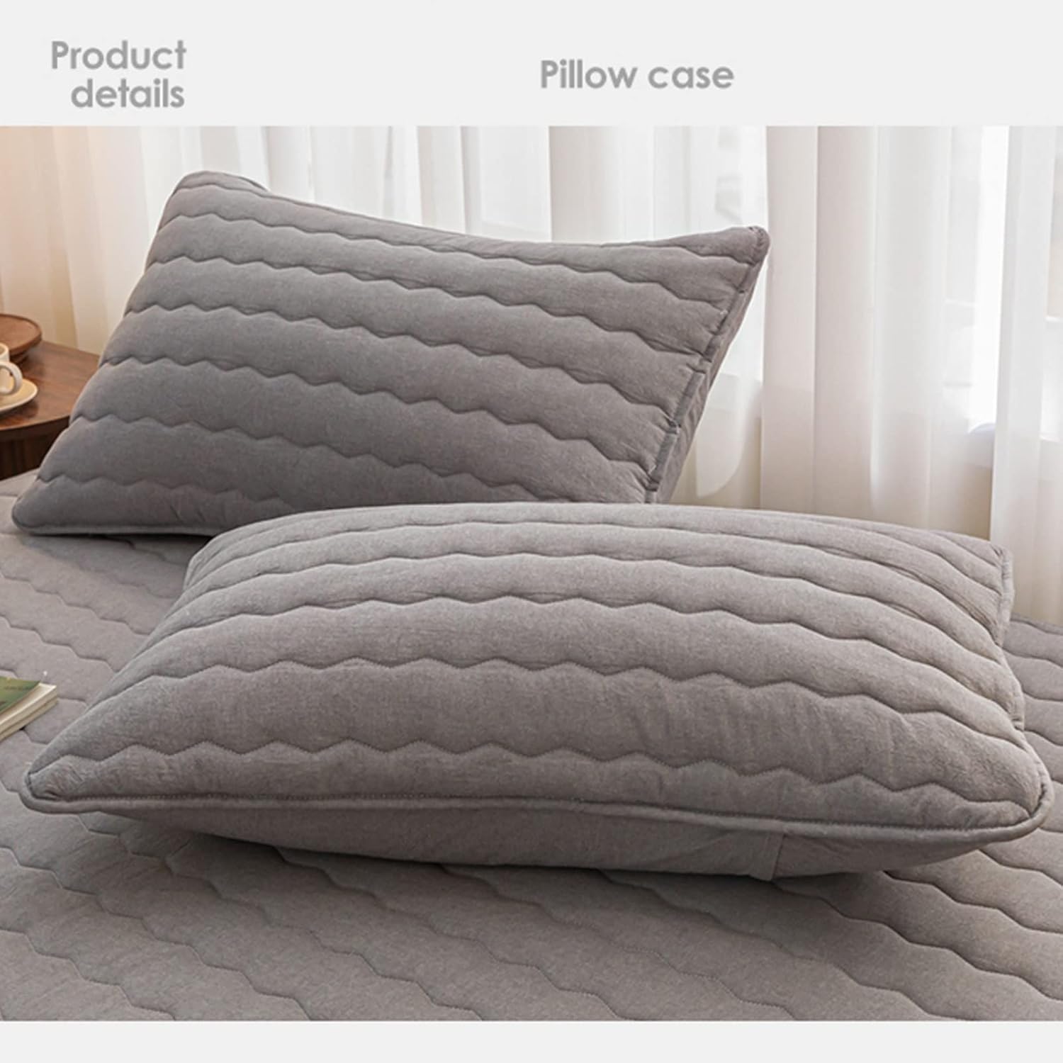 Fitted Bed Sheets Type A Cotton Fabric Quilted Layer Kids Size Bedspread Cover Anti-dust and Non-Slip Mattress Protector Toppers ( Color : Grey , Size : 48x74cm/pillowcase )