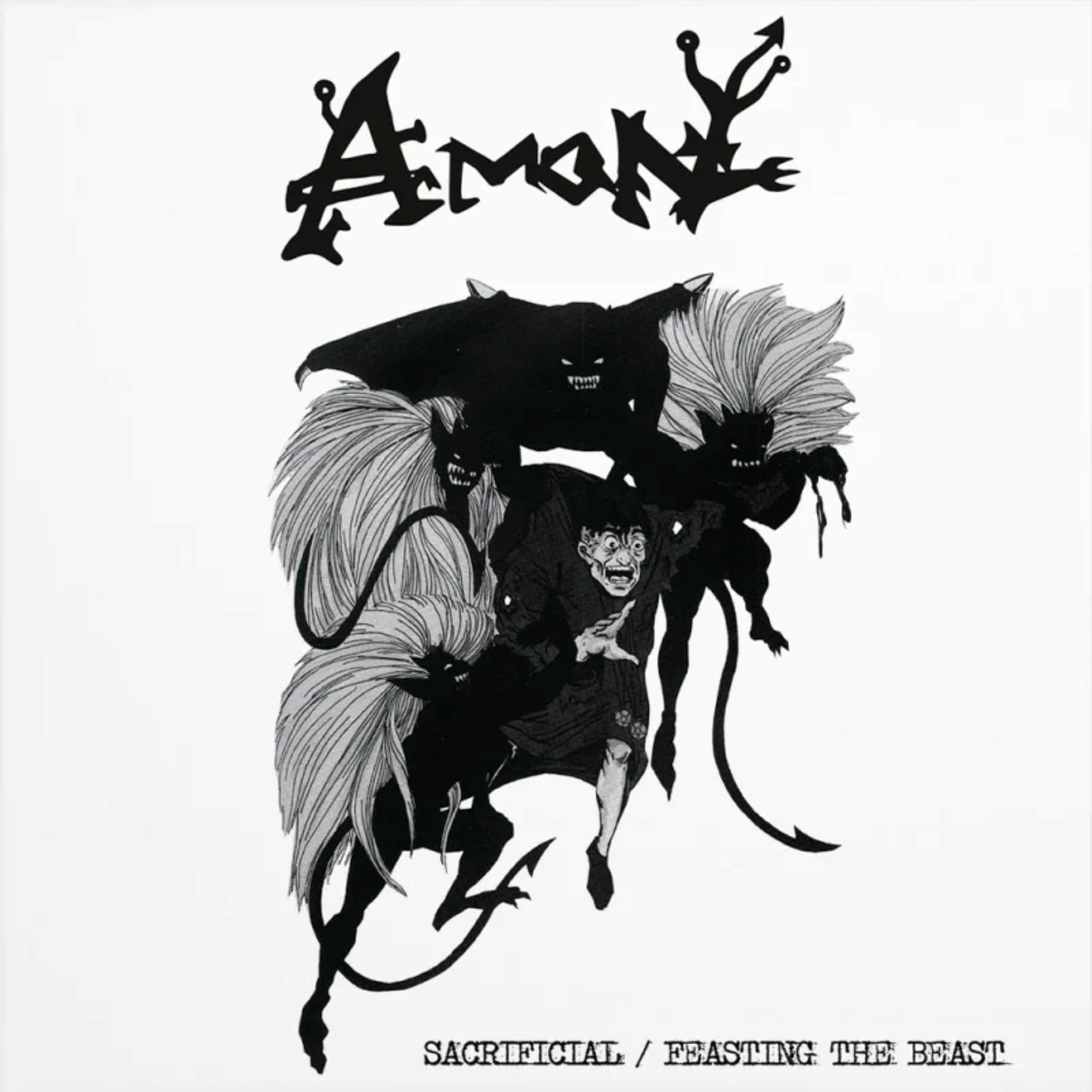 AMON - Sacrificial/Feasting The Beast - RED & BLACK MARBLED VINYL LP