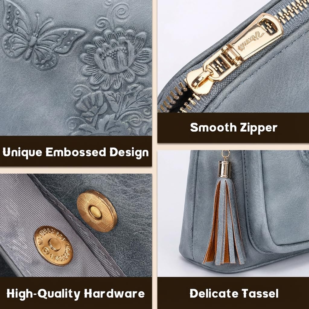 Crossbody Purses for Women Trendy,Vegan Leather Crossbody Bag Multi-Pocket Travel Shoulder Handbag with Tassel | Embossed Design, Adjustable Strap, Lightweight Purse, Medium, Soft Leather - Image 6