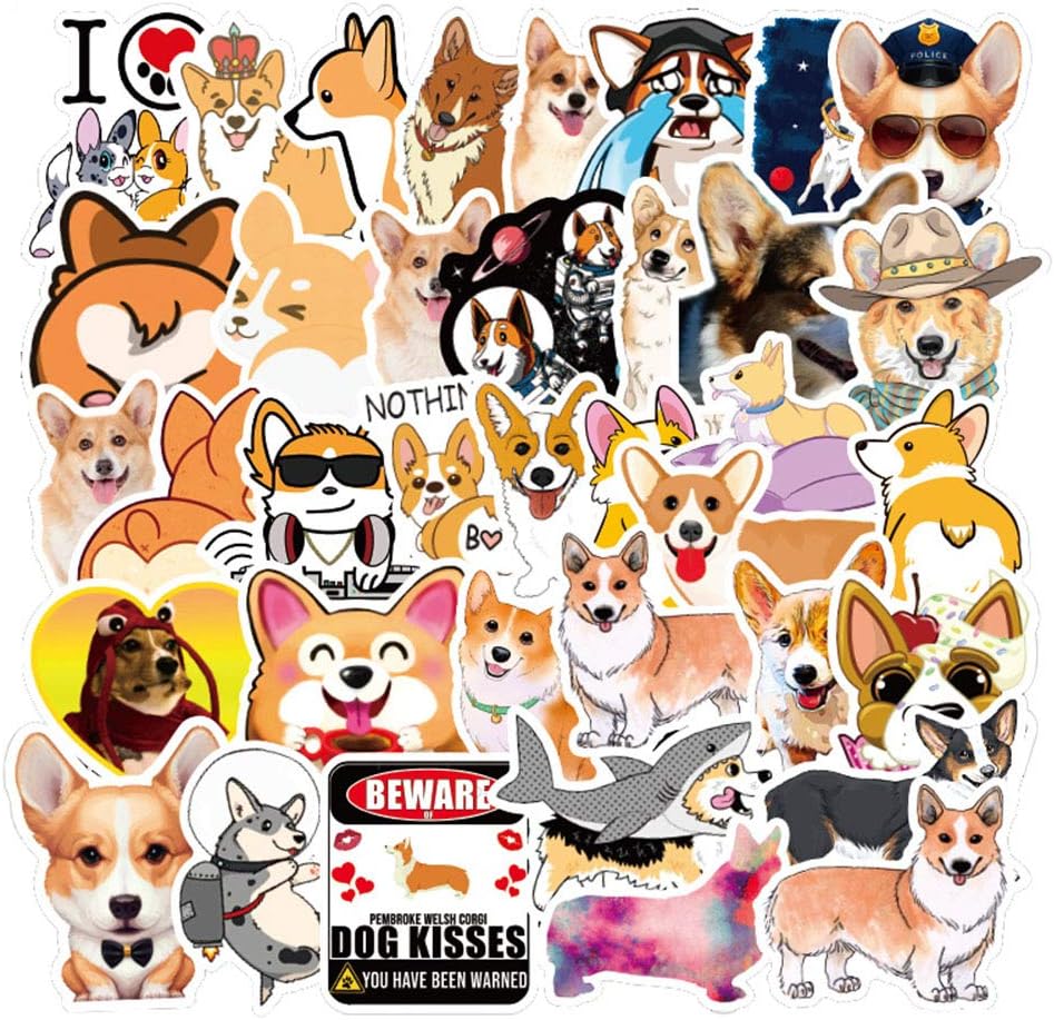 Ratgoo Stickers of Corgi Dog, 100-pk Vinyl Waterproof Graffiti Sticker Pack for Laptop Water Bottle Hydroflask Notebook Skateboard Bicycle Car Bumper, Cute Funny Animal Decals For KidsFriendsGirlsboys