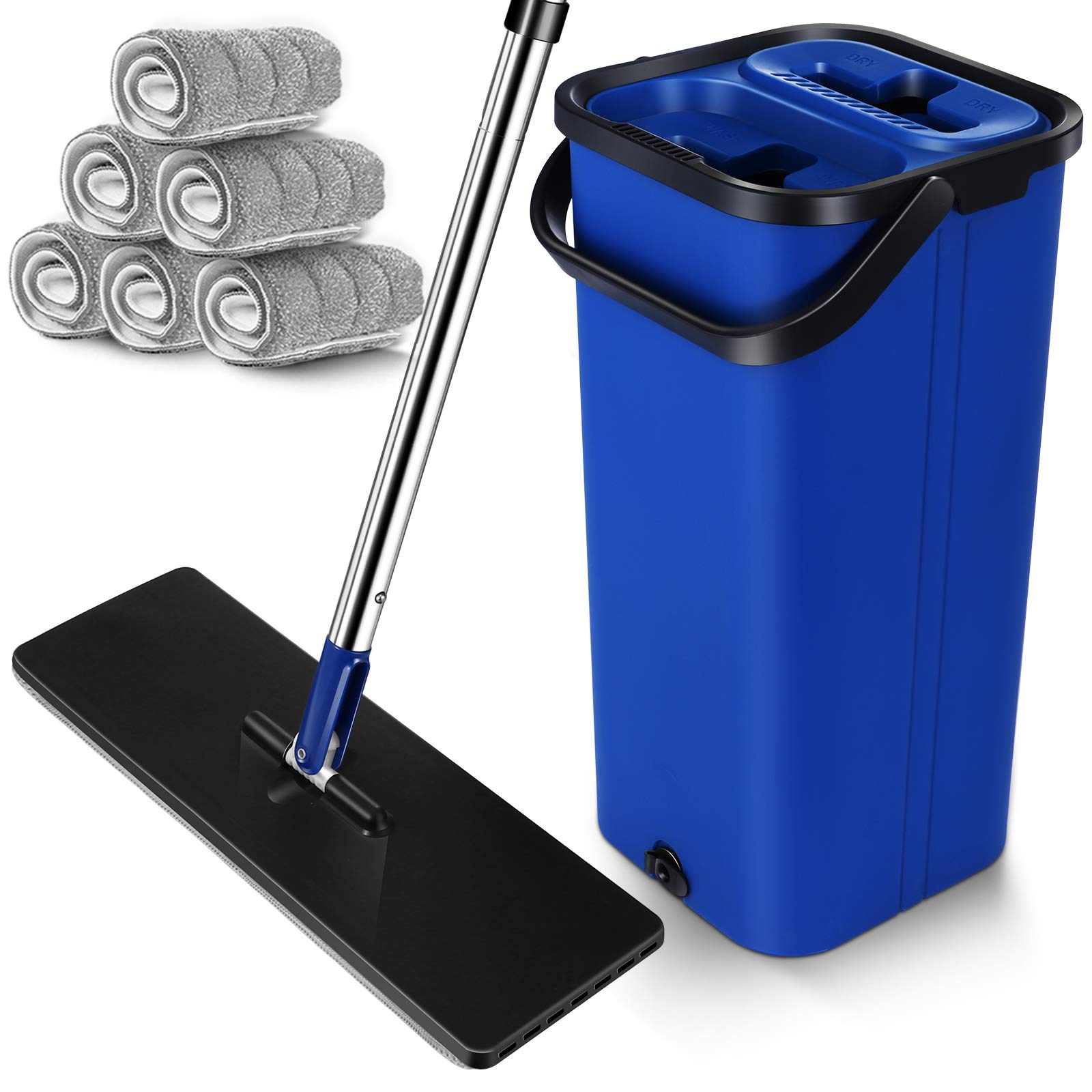 Buy MASTERTOP Mop and Bucket with Wringer Set, Hands Free Floor Flat