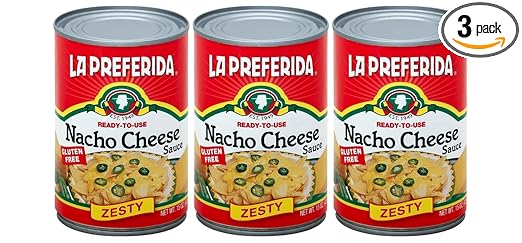 La Preferida Zesty Nacho Cheese Sauce (Bold & Creamy Canned Nacho Cheese) Made for Dipping, Drizzling, and Tex-Mex Favorites – Ready-to-Eat, Just Heat and Serve, 15oz. (Pack of 3)