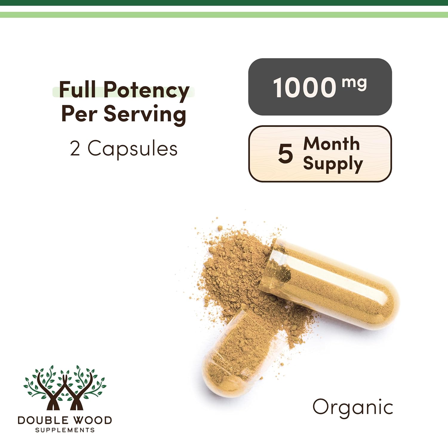 Organic Lions Mane Mushroom Capsules (300 Count), for Focus Support and Immune Health, Third Party Tested and Grown in The USA - by Double Wood