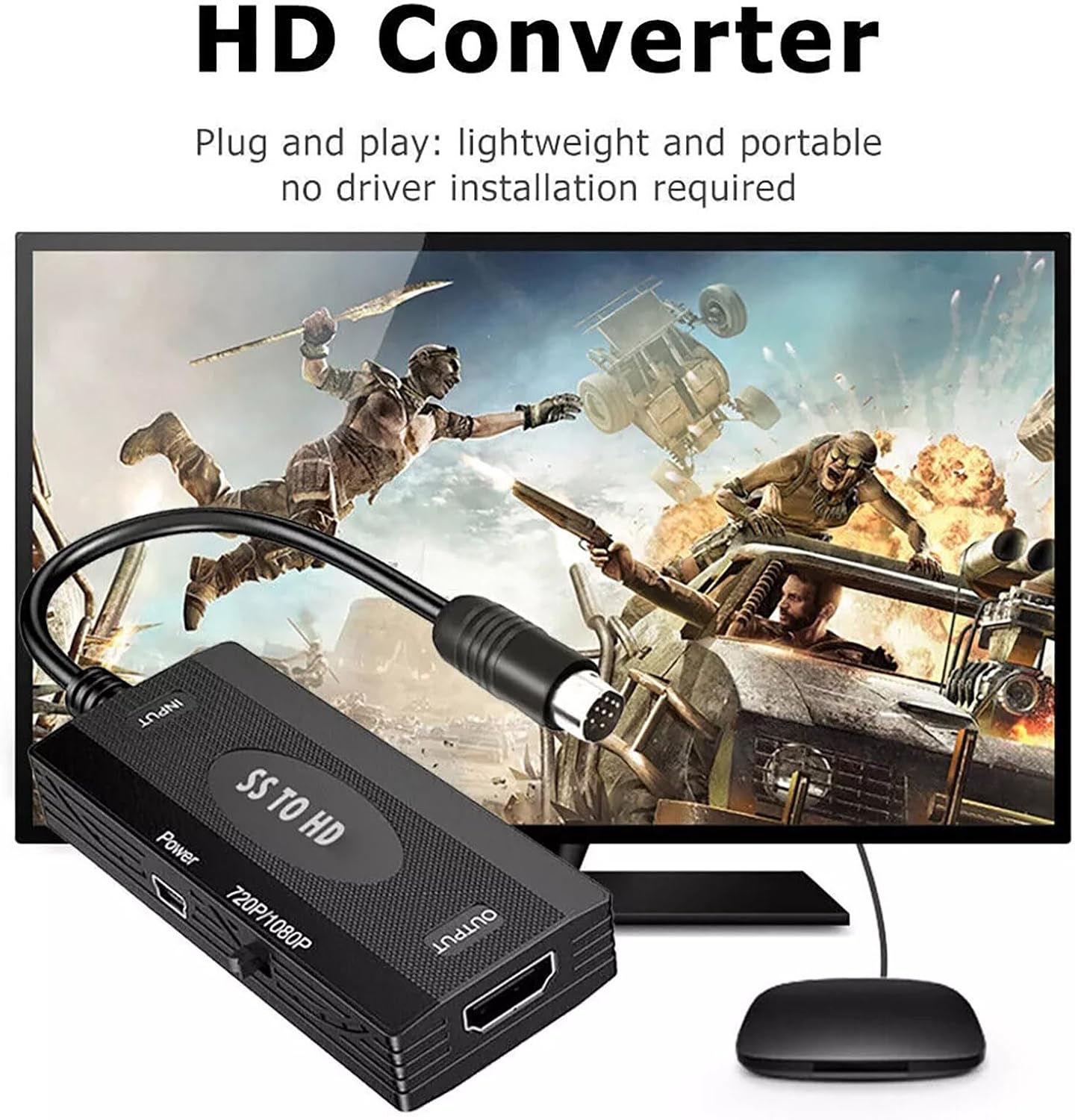 Video Converter for Sega Saturn, S-Video to HDMI Converter for Sega Saturn Consoles, Supports Screen 16:9/4:3 Switch, Resolution 1080P/720P