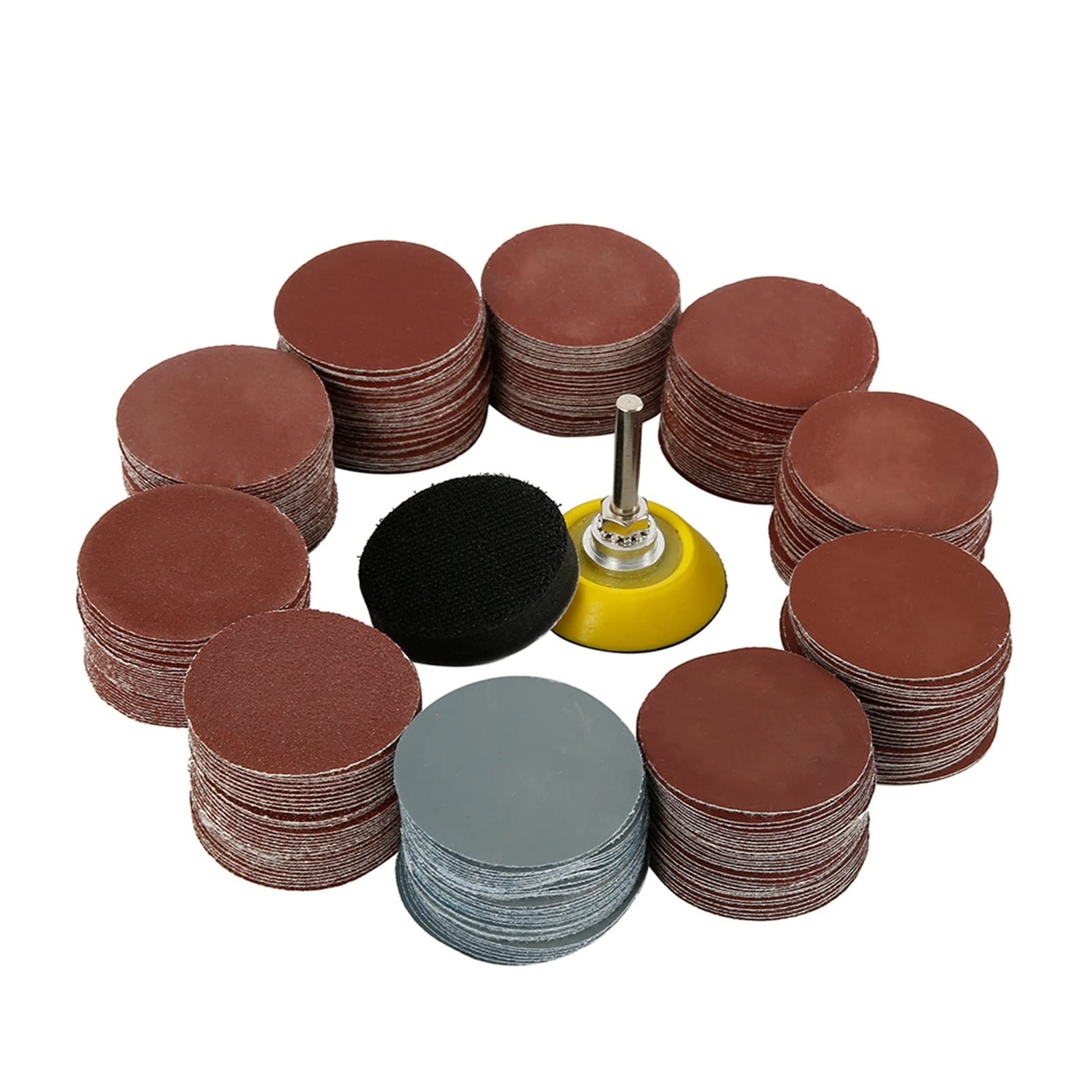 Papel de lija abrasivo ZSBLXHHJD Surtido de papel de lija de 2 "50 mm 60-3000 Juego de ruedas 2" + Almohadilla de lijado de anillo con 3mm Shank for pulir herramientas de limpieza