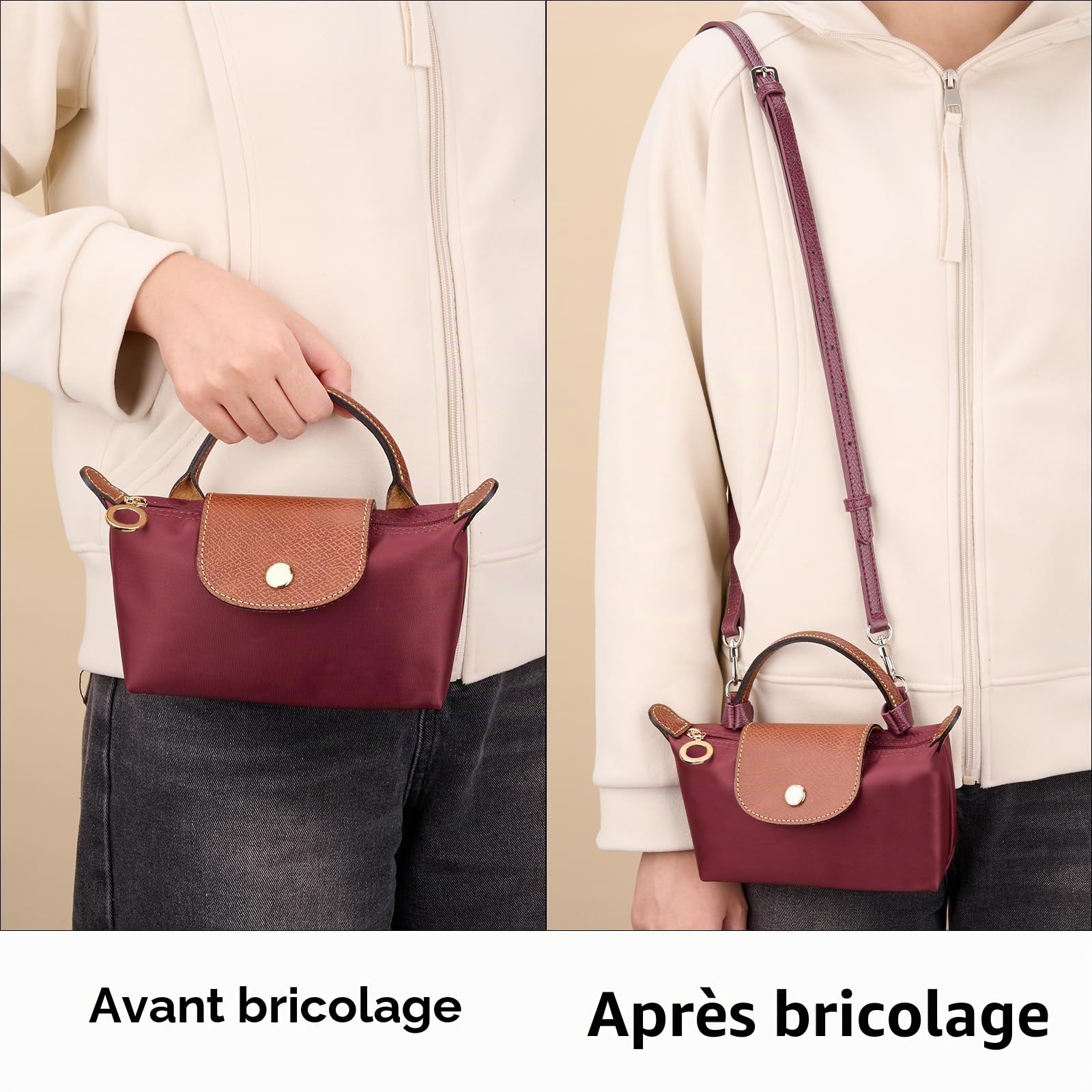 Sangles de rechange en cuir pour sac à main à bandoulière réglable pour sac à main long champ pour femme