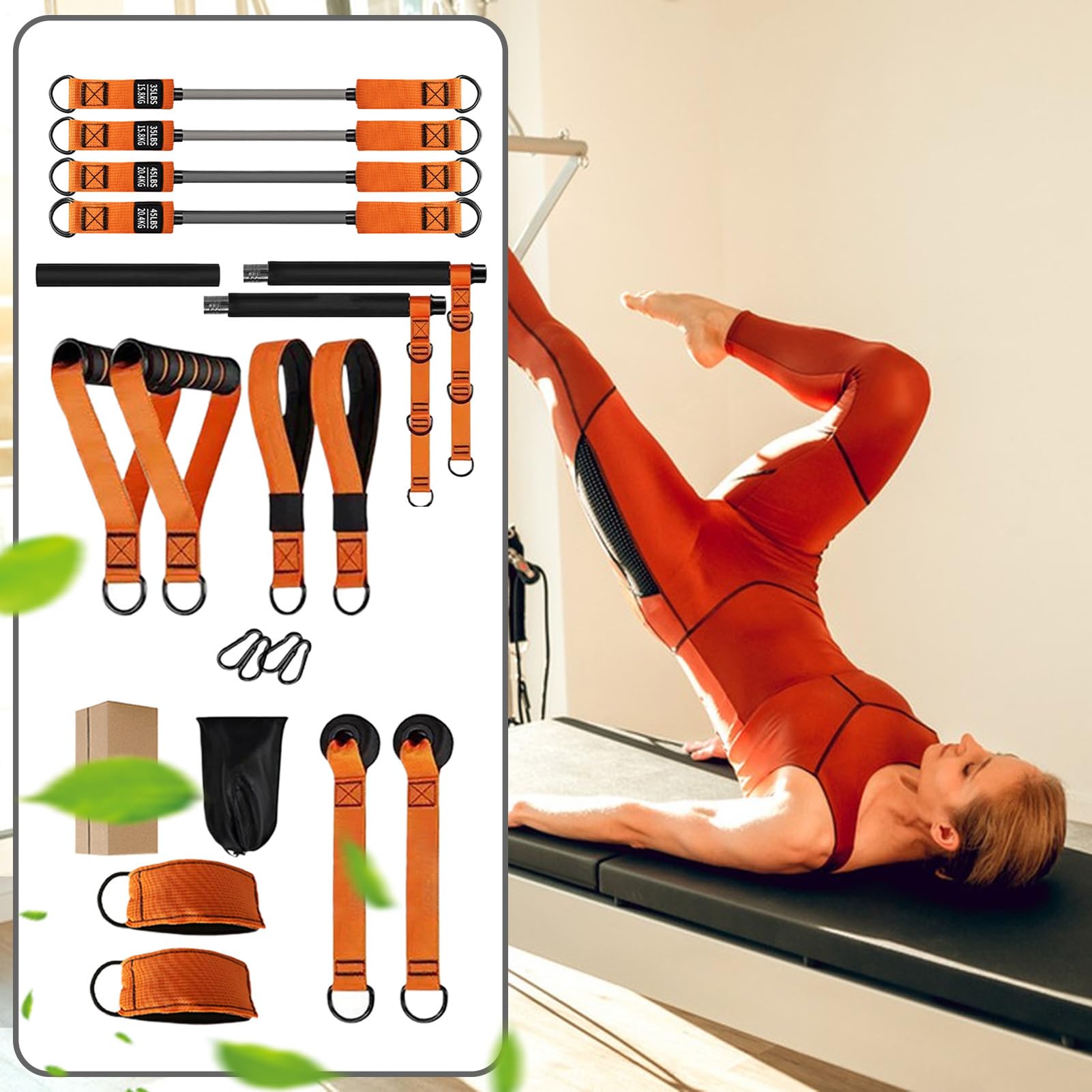 -Pilates-Bar-Set Verstellbarer Widerstand Tragbar | Körperformungs-Trainingsgerät Multifunktional Frauen Erwachsene Sportler Anfänger Fitness-Fans Home-Gym-Spieler