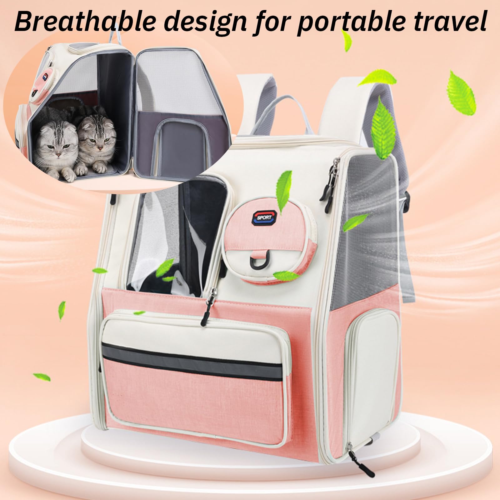Transportin Gato con Ruedas Y Varilla Telescópica, Mochila Perro Transpirable Y Impermeable, Transportin Perro con Arnés Interno, Mochila Gato Carga Máxima 8Kg Maleta Trolley,Verde