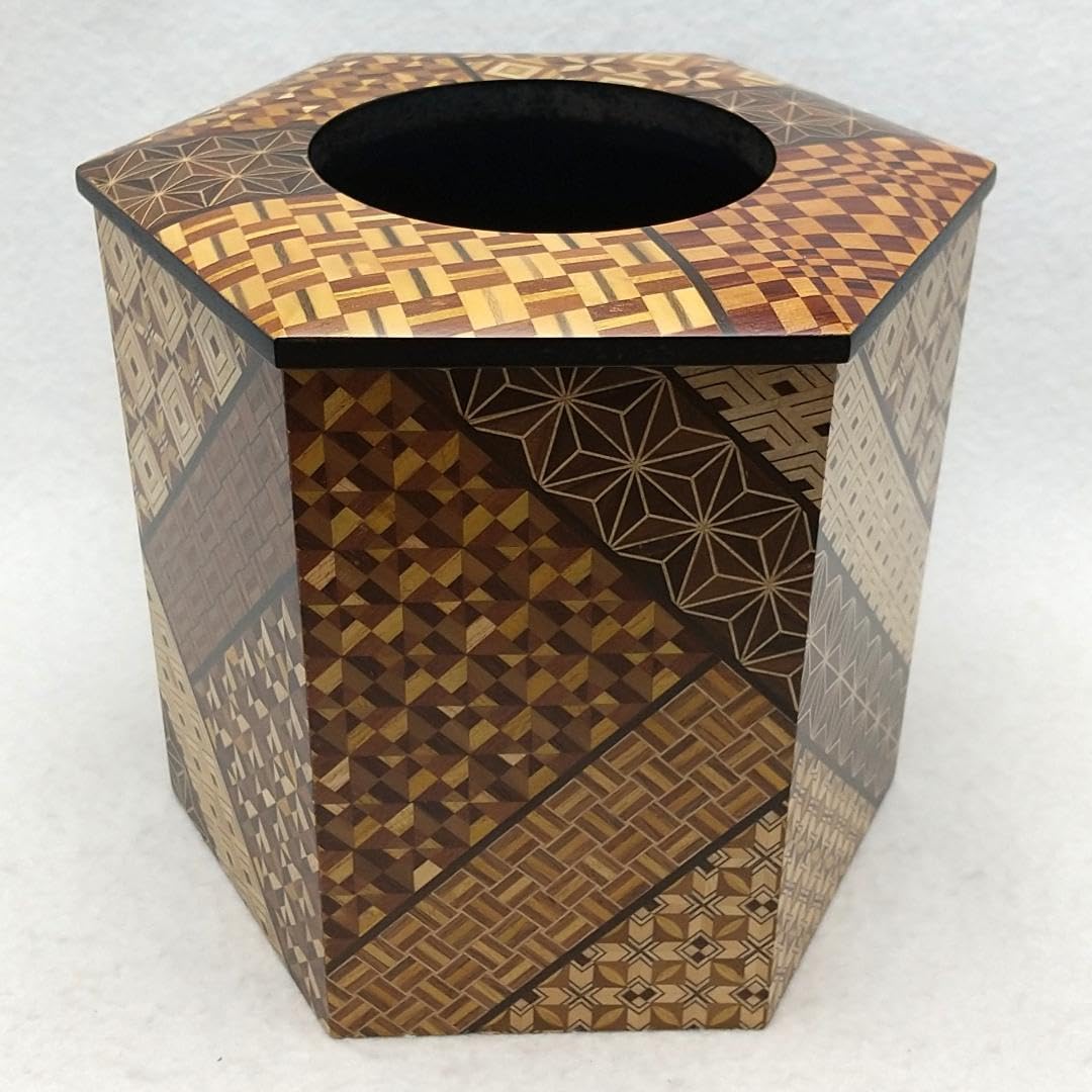 寄木細工　箱根寄木細工　市松　六角　ゴミ箱　ダストボックス　伝統　くず入れ Amazon｜箱根 寄木細工 小寄木 ごみ箱 ダストボックス くず入れ 六角