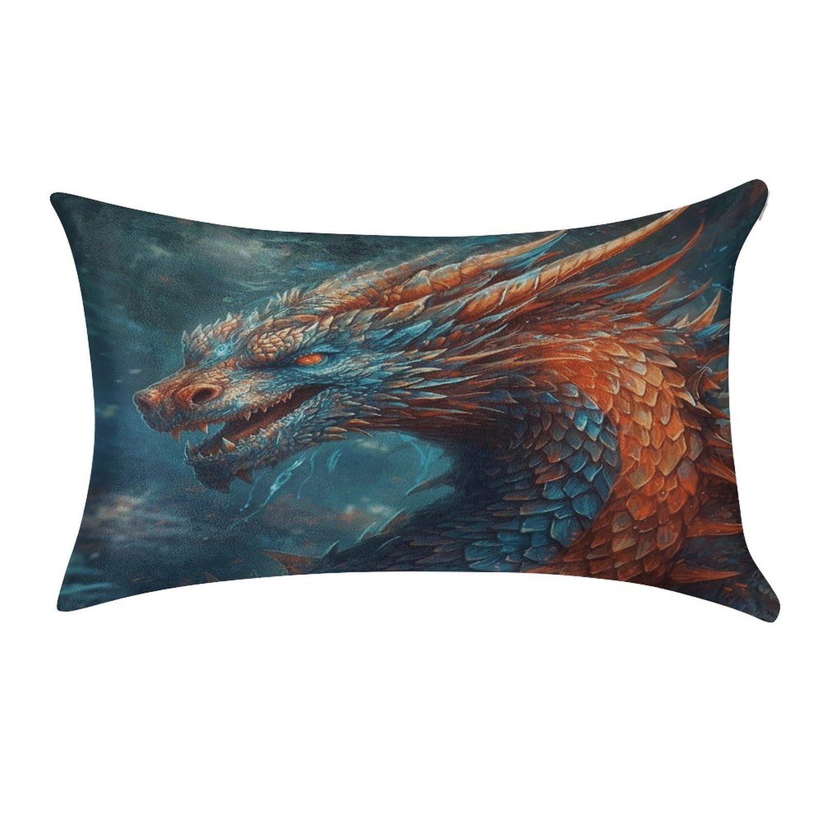 VstaDank Dragon Art Throw Pillow Cover 12"×20" Ultra Soft Pillowcase Cozy Lumbar Pillow Shell Gold Velvet Exquisite Decorative Cushion Sham Protector for Couch Sofa Bedroom
