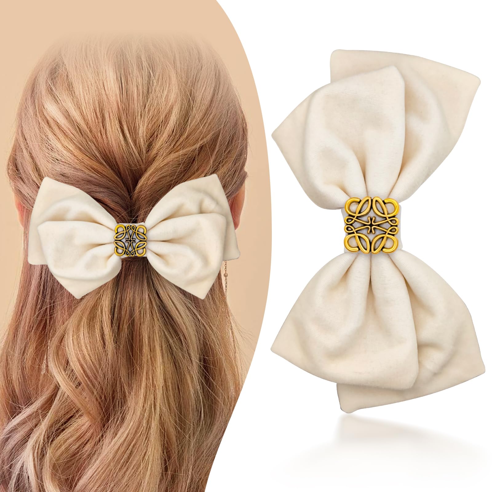 Bows Hair Clips,Butterfly Hair Accessories for Women,Hair Barrettes,Cute Barrettes,Women's Sense of Luxury,Bow Clips,Hair Bows Clip for Women (Rose White)