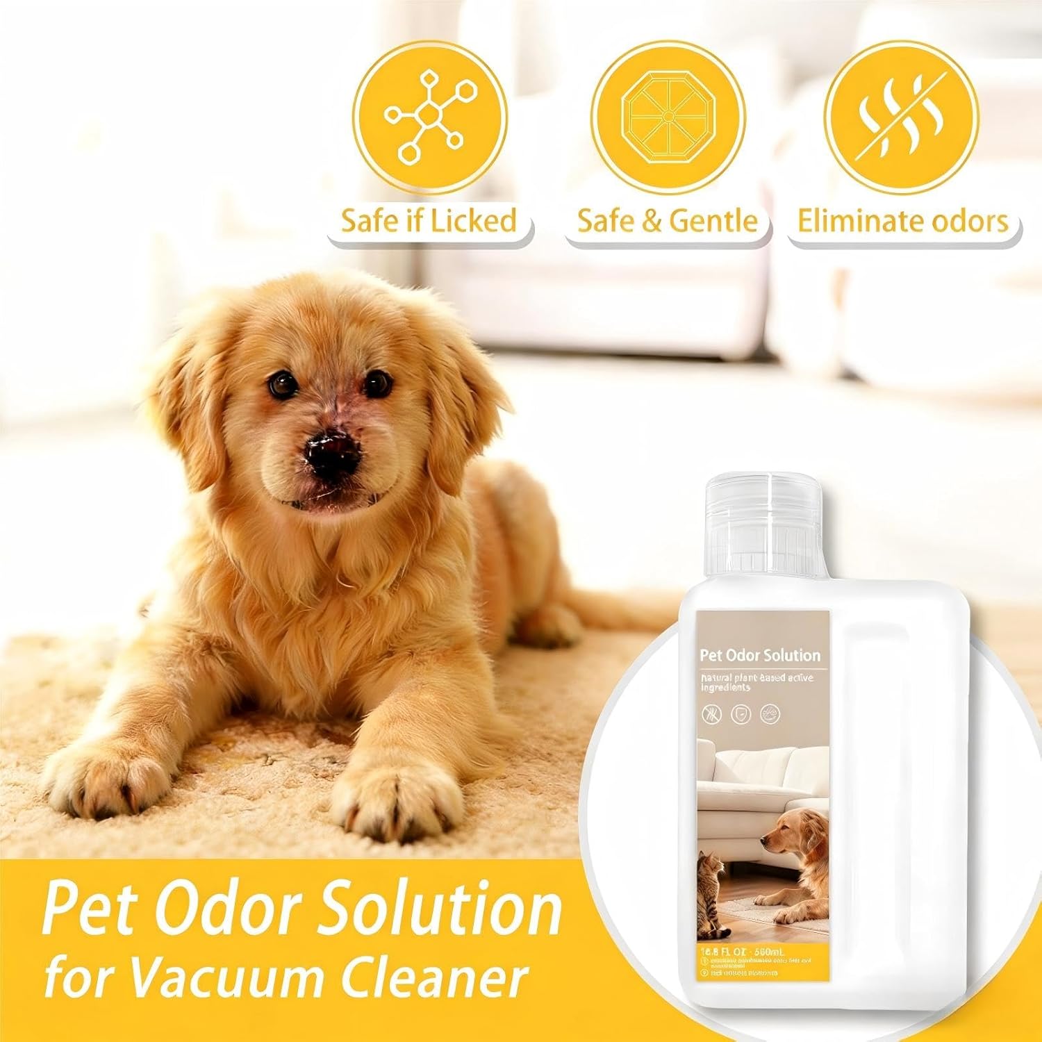 500ML Pet Odor Eliminator Cleaning Solution,Compatible With MOVA V50 Ultra/Z60 Ultra Roller Complete/P10 Pro Ultra/S20 Ultra,Vacuum Cleaner Concentrated Pet Odor Eliminator Solution(2pcs)
