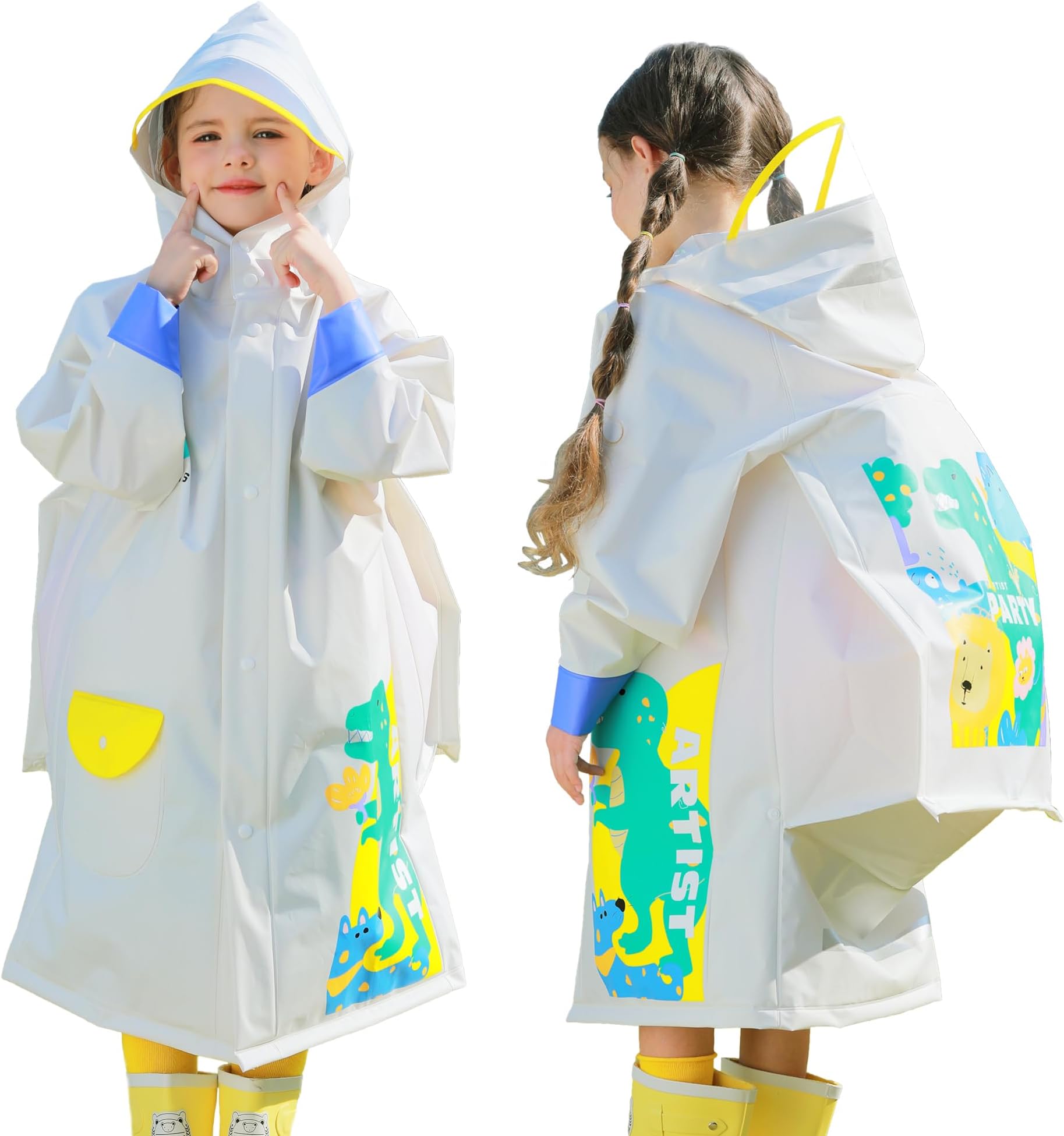 FewlbyKids Raincoats for Girls Boys Waterproof Rain Jacket Toddler Rain Wear Children Rain Poncho S-4XL Size 1-14 Years