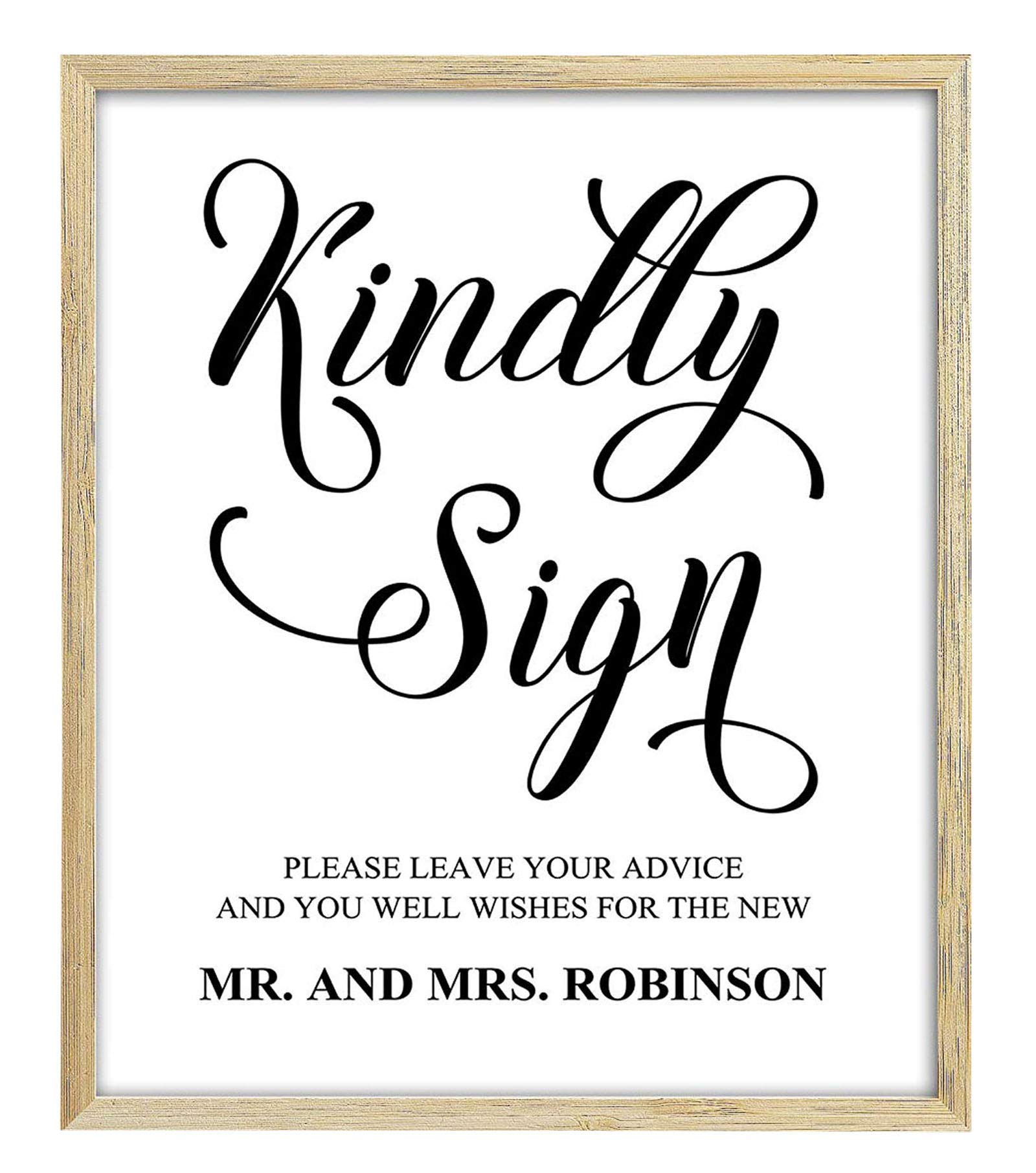 Kindly Sign Wedding Sign Decor Advice for The Mr. and Mrs. Signage Custom Name Personalised Party Print